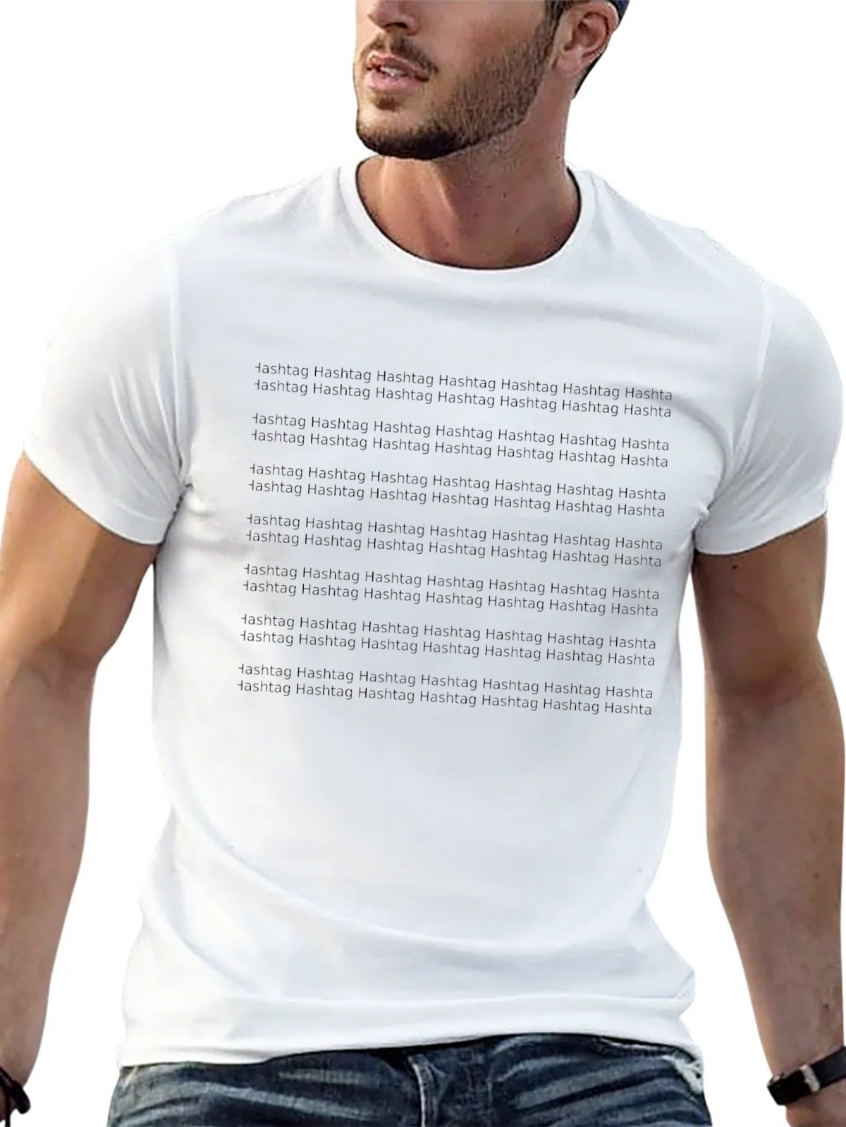Hashtag Pattern Black T-Shirt