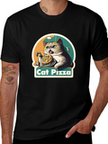 Cat Pizza Graphic T-Shirt