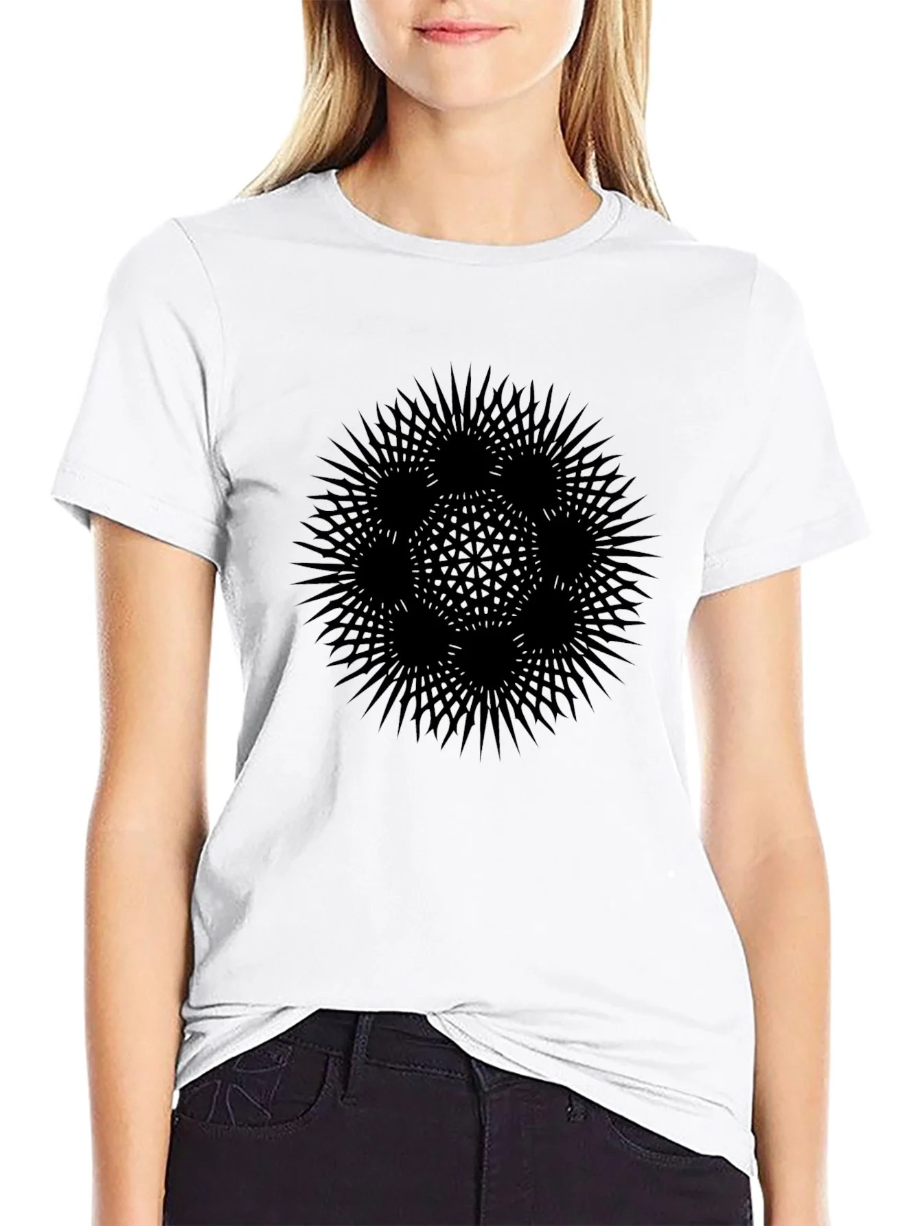 Abstract Geometric Graphic T-Shirt - Black