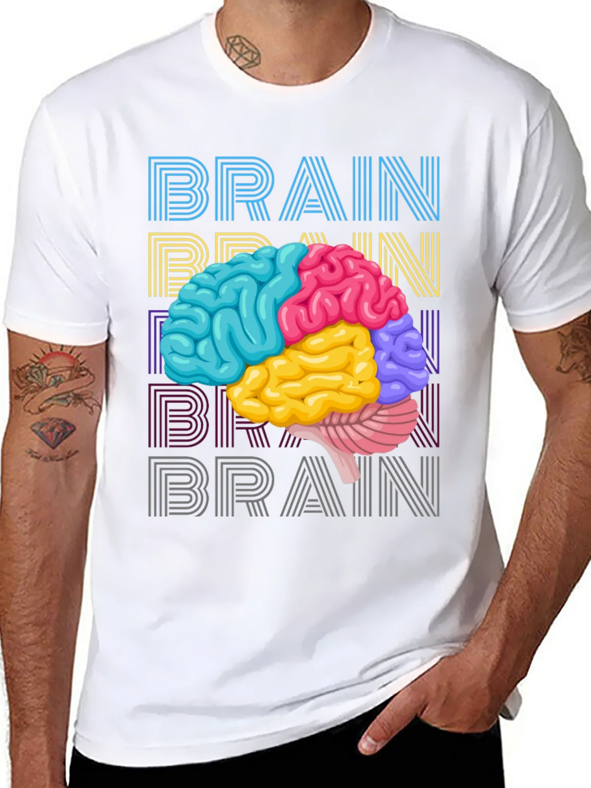 Colorful Brain Graphic Tee - Science T-Shirt