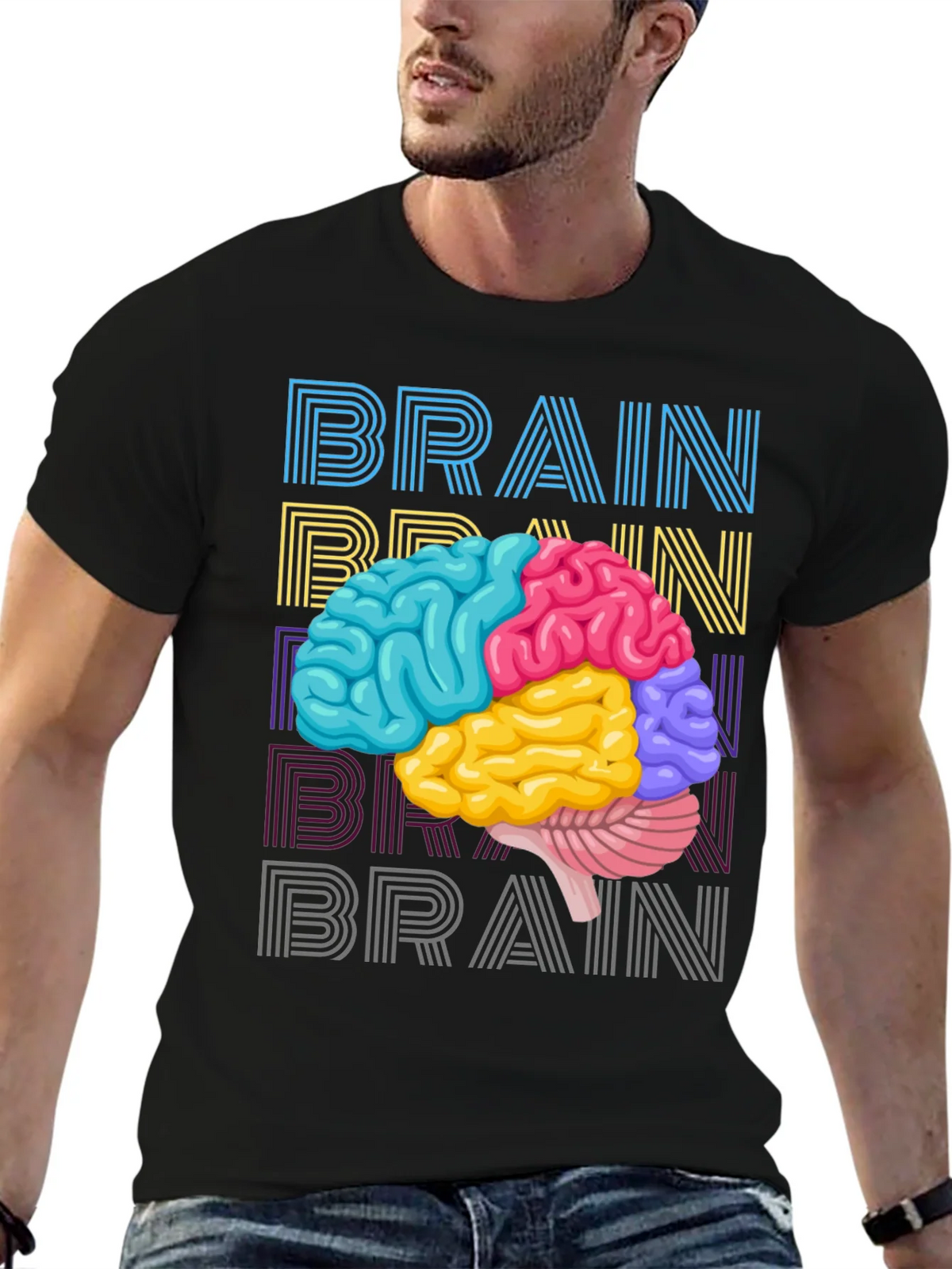 Colorful Brain Graphic Tee - Science T-Shirt