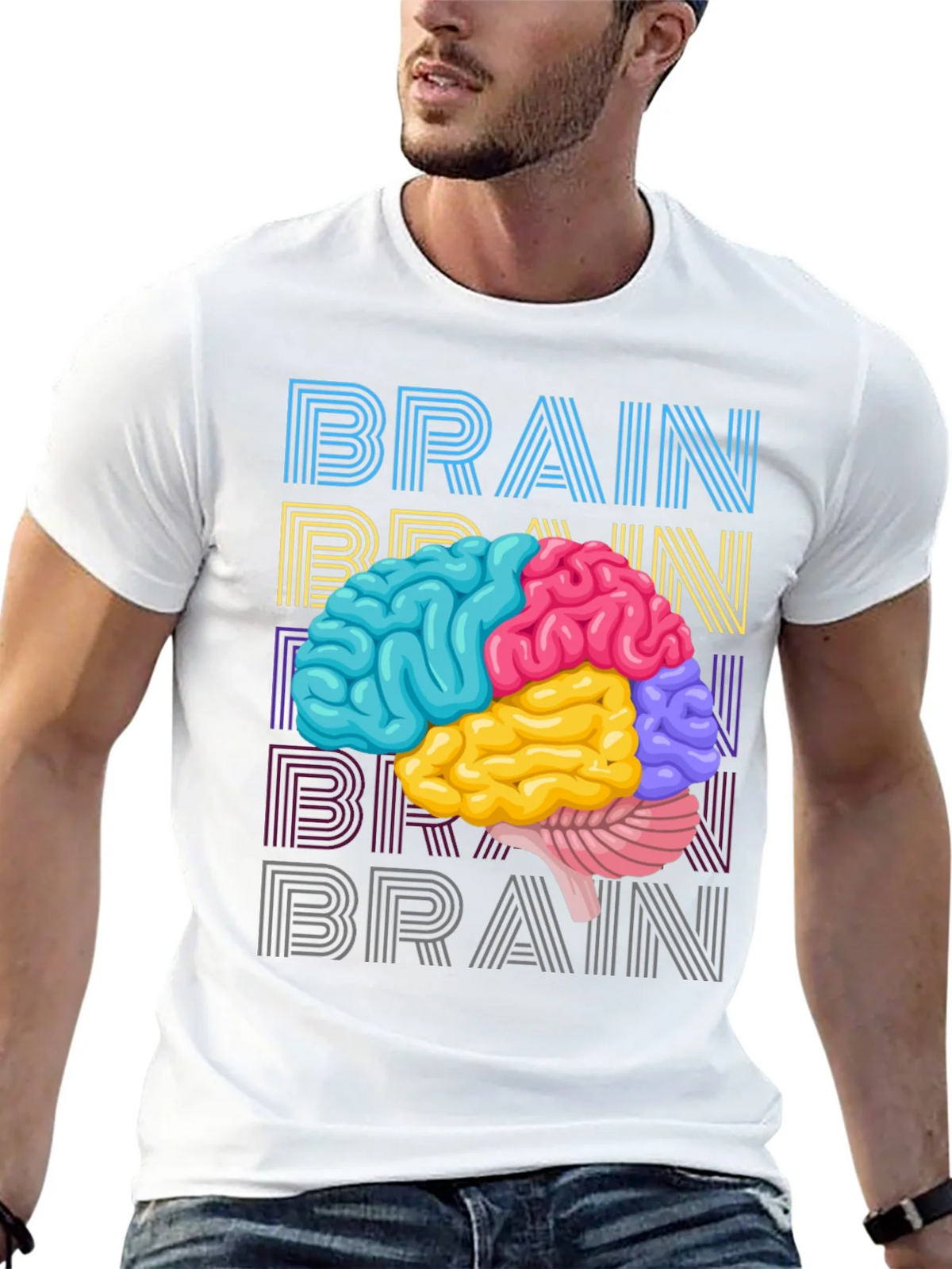 Colorful Brain Graphic Tee - Science T-Shirt