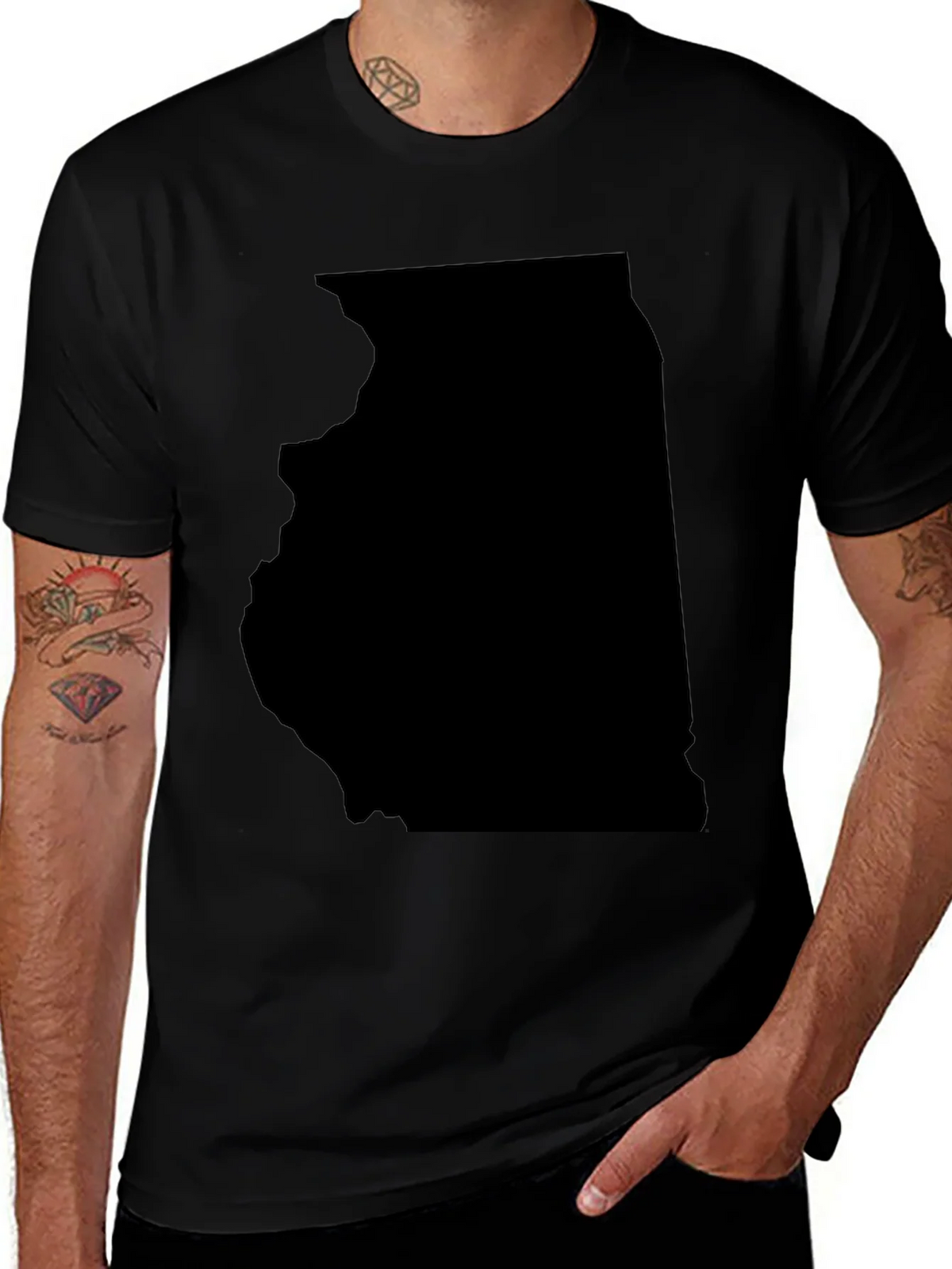 Illinois State Map Graphic Tee - Black