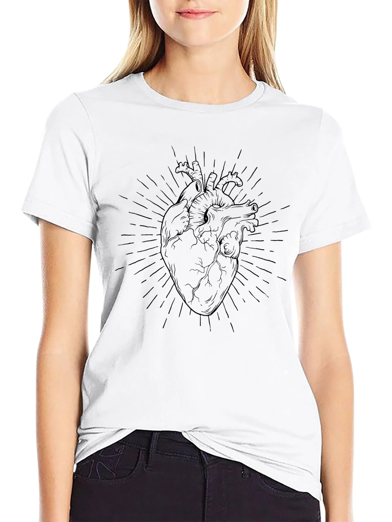 Anatomical Heart Graphic T-Shirt - Black