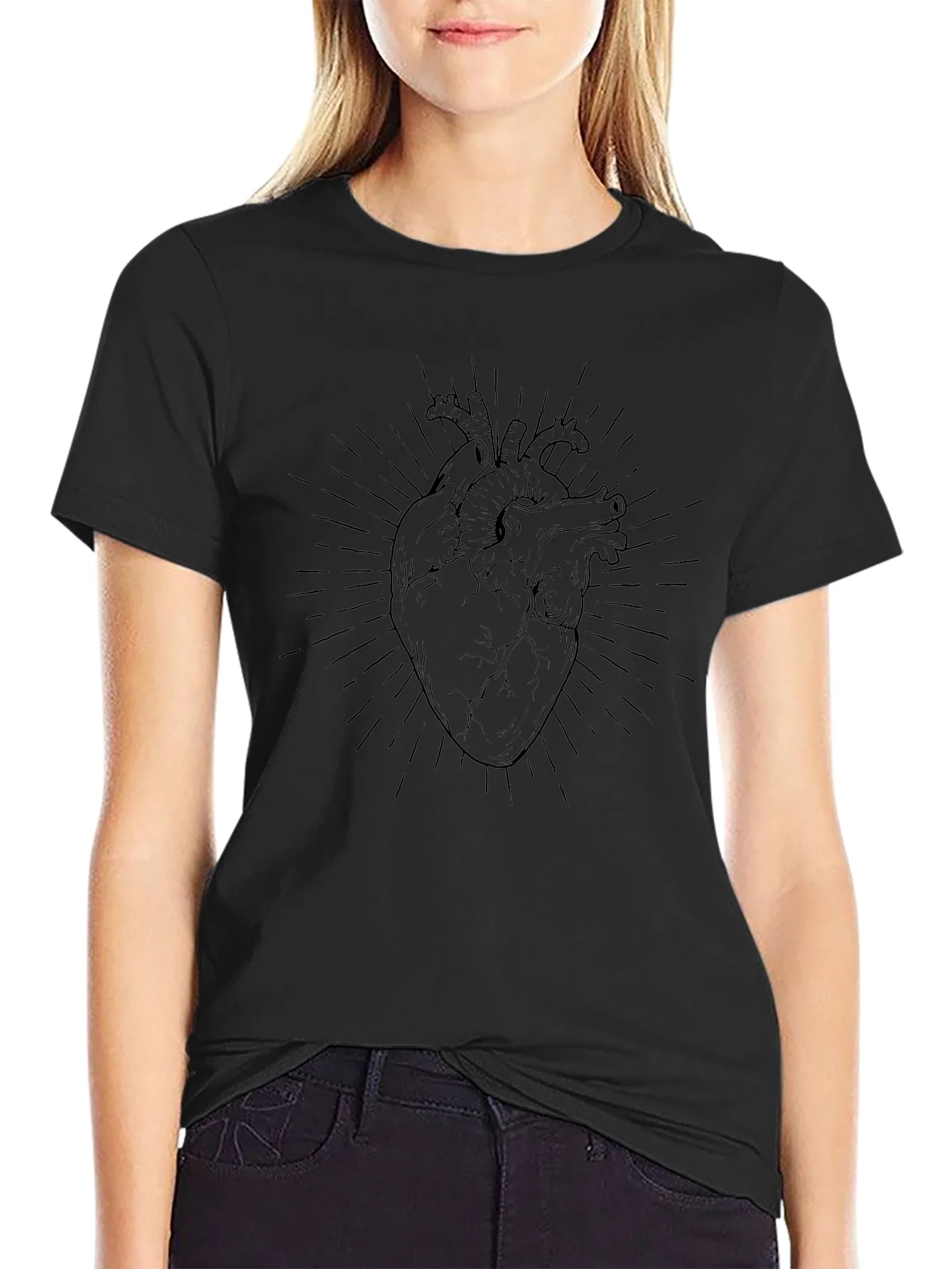 Anatomical Heart Graphic T-Shirt - Black