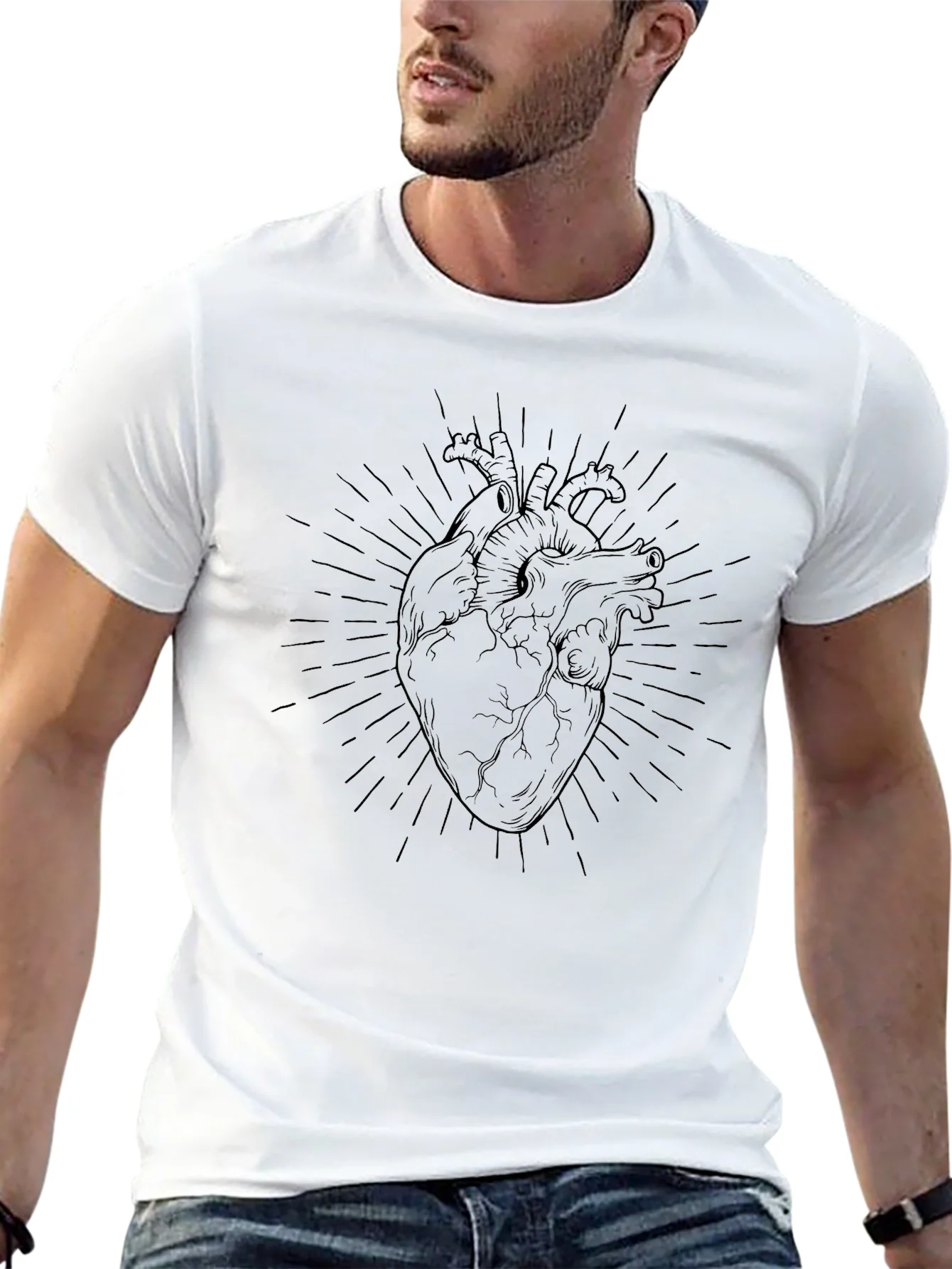 Anatomical Heart Graphic T-Shirt - Black