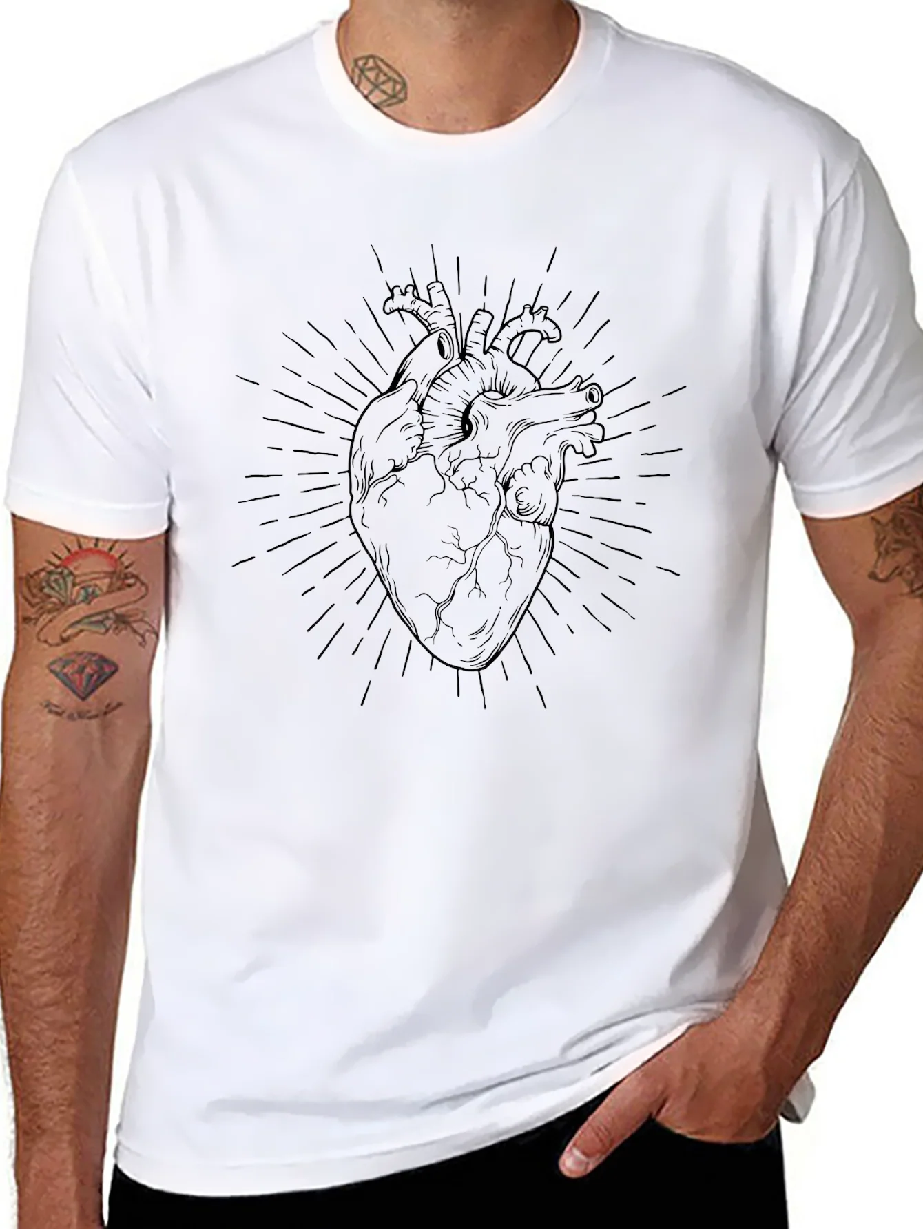 Anatomical Heart Graphic T-Shirt - Black