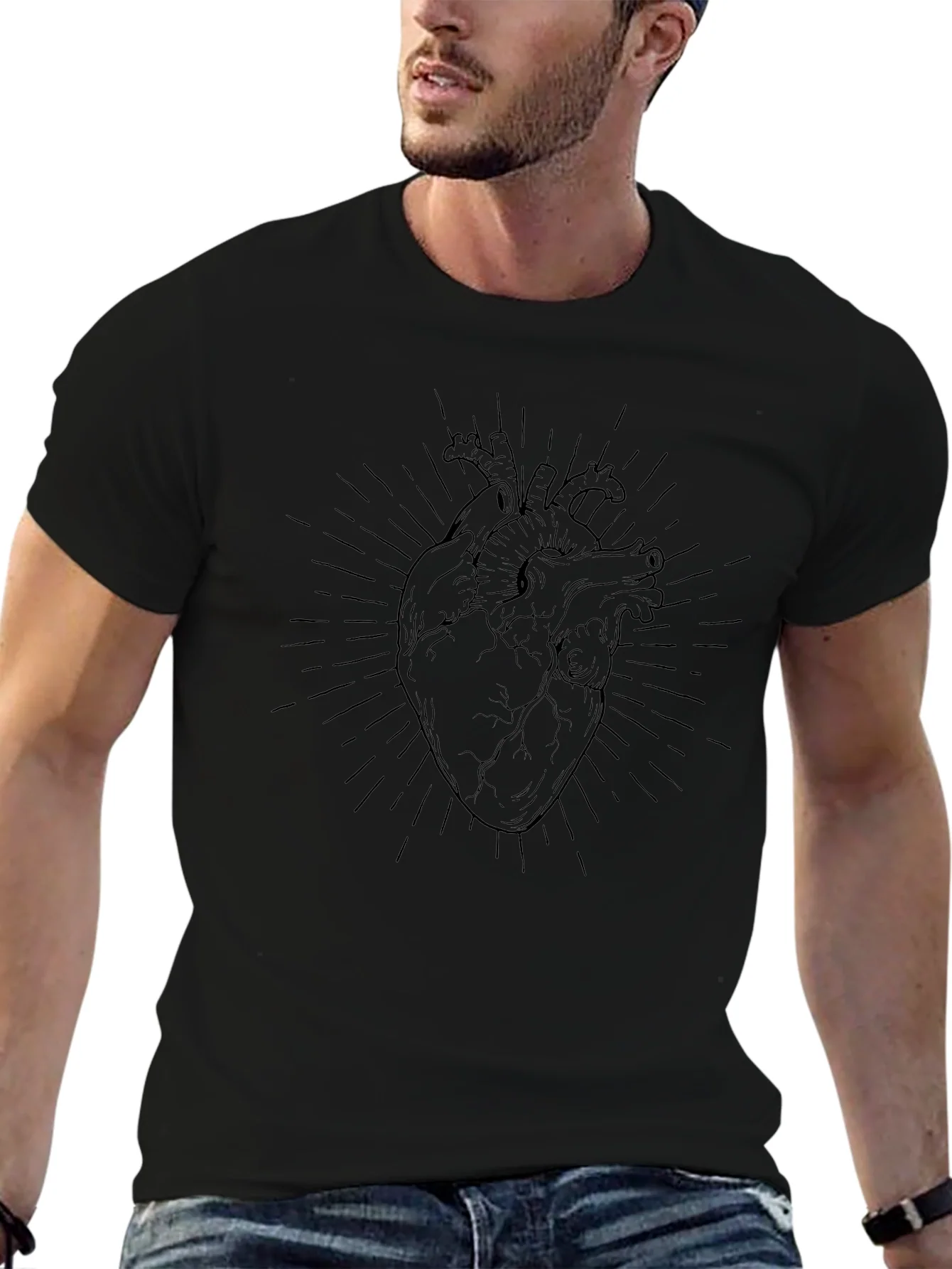 Anatomical Heart Graphic T-Shirt - Black