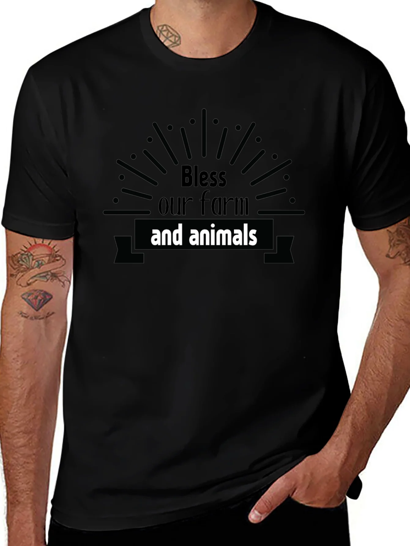 Bless Our Farm & Animals Black Graphic Tee