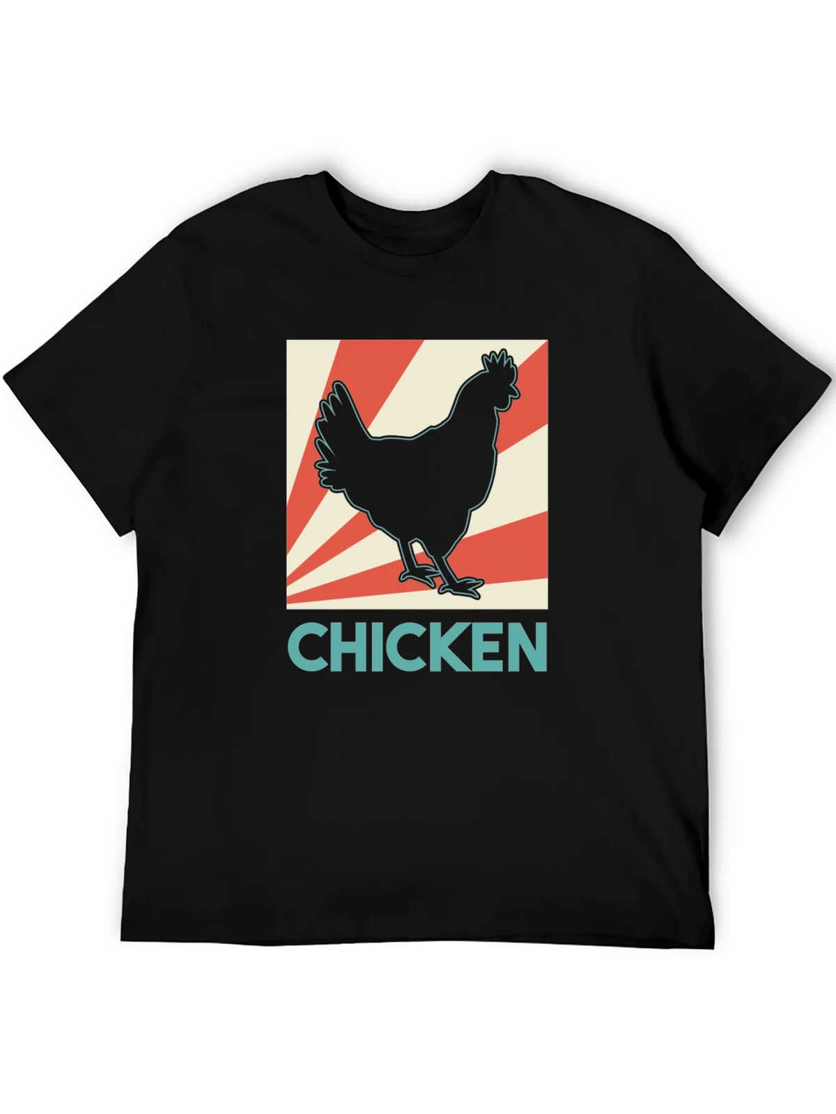 Chicken Graphic Tee - Retro Style Black T-Shirt