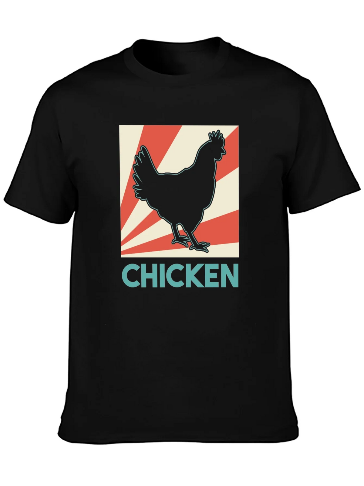 Chicken Graphic Tee - Retro Style Black T-Shirt