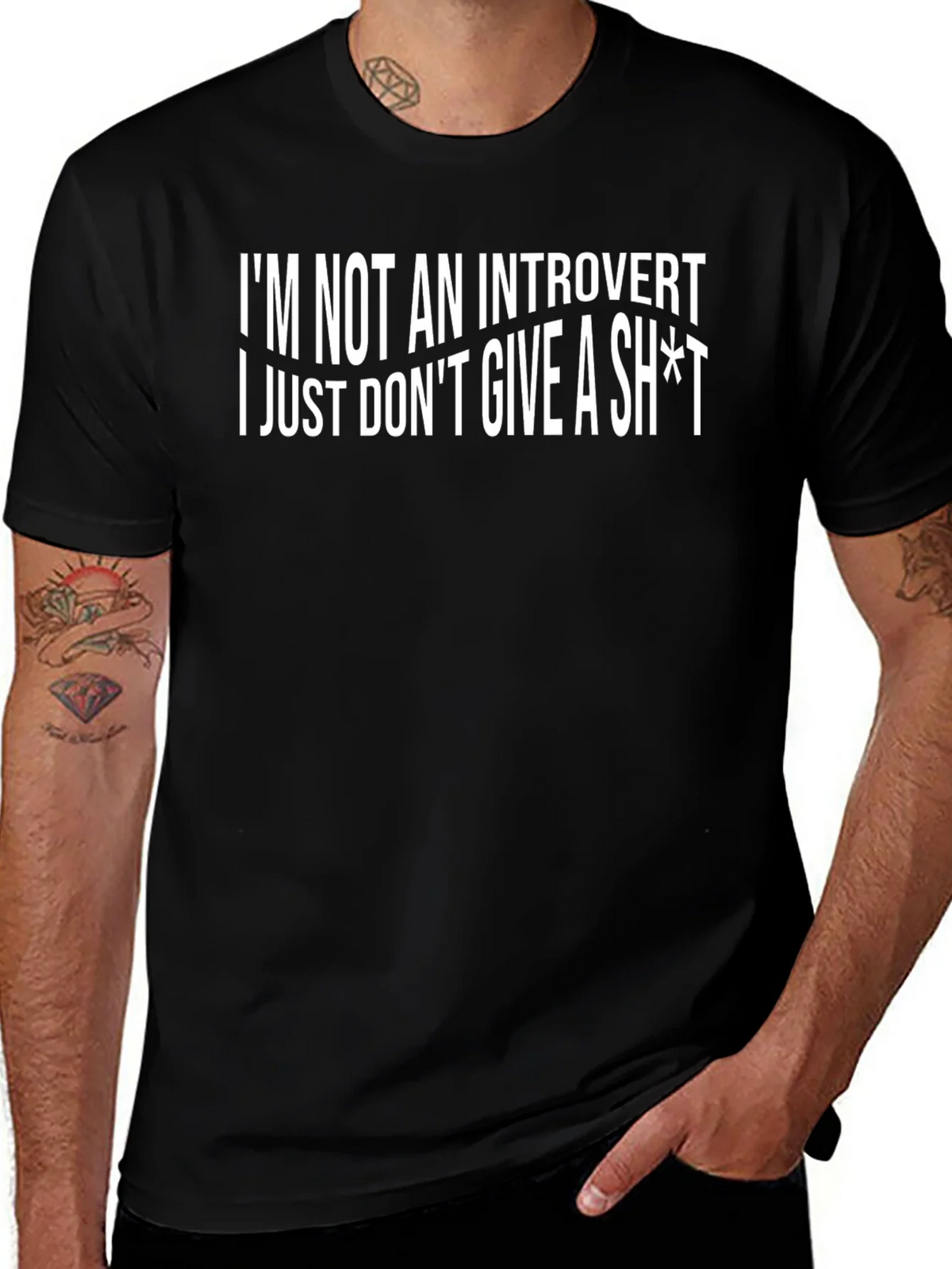 Introvert? Sarcastic Graphic Tee - Black
