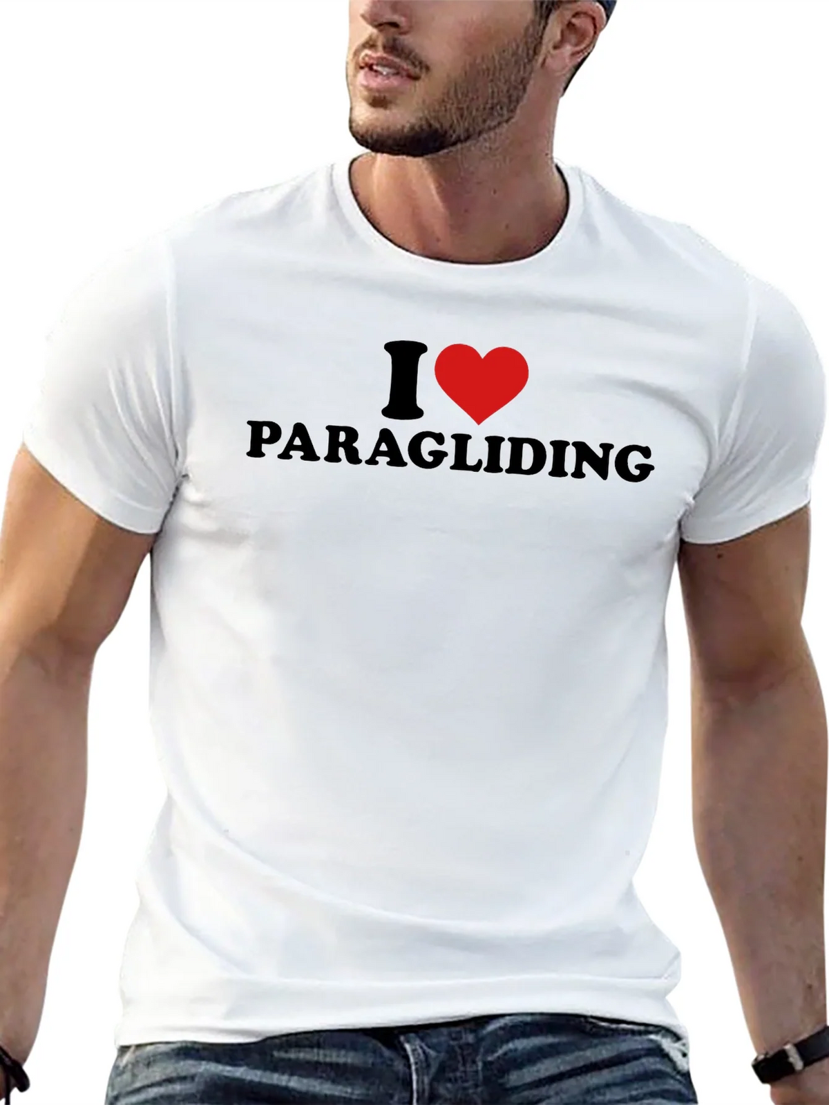 I Heart Paragliding Black T-Shirt
