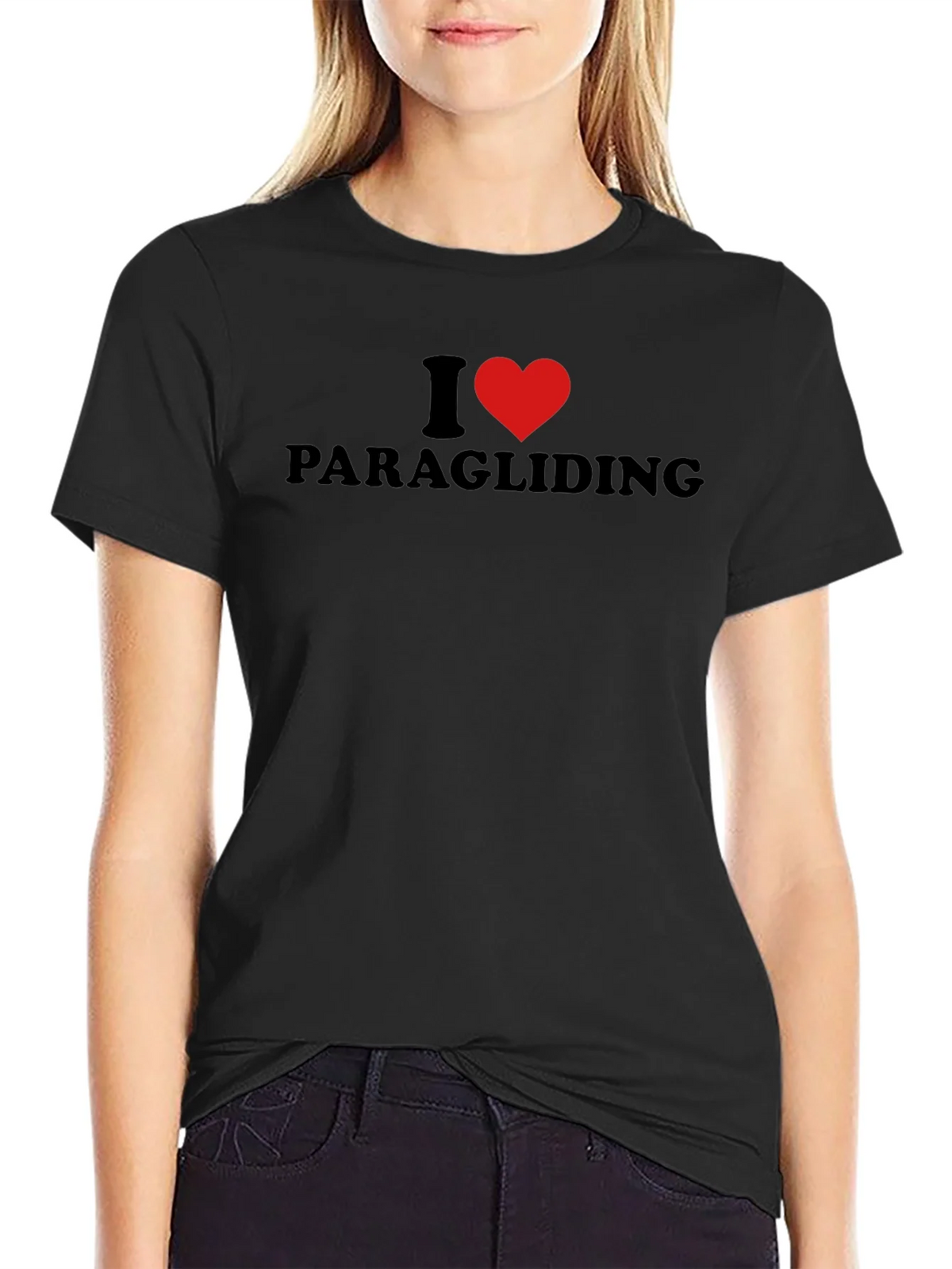 I Heart Paragliding Black T-Shirt