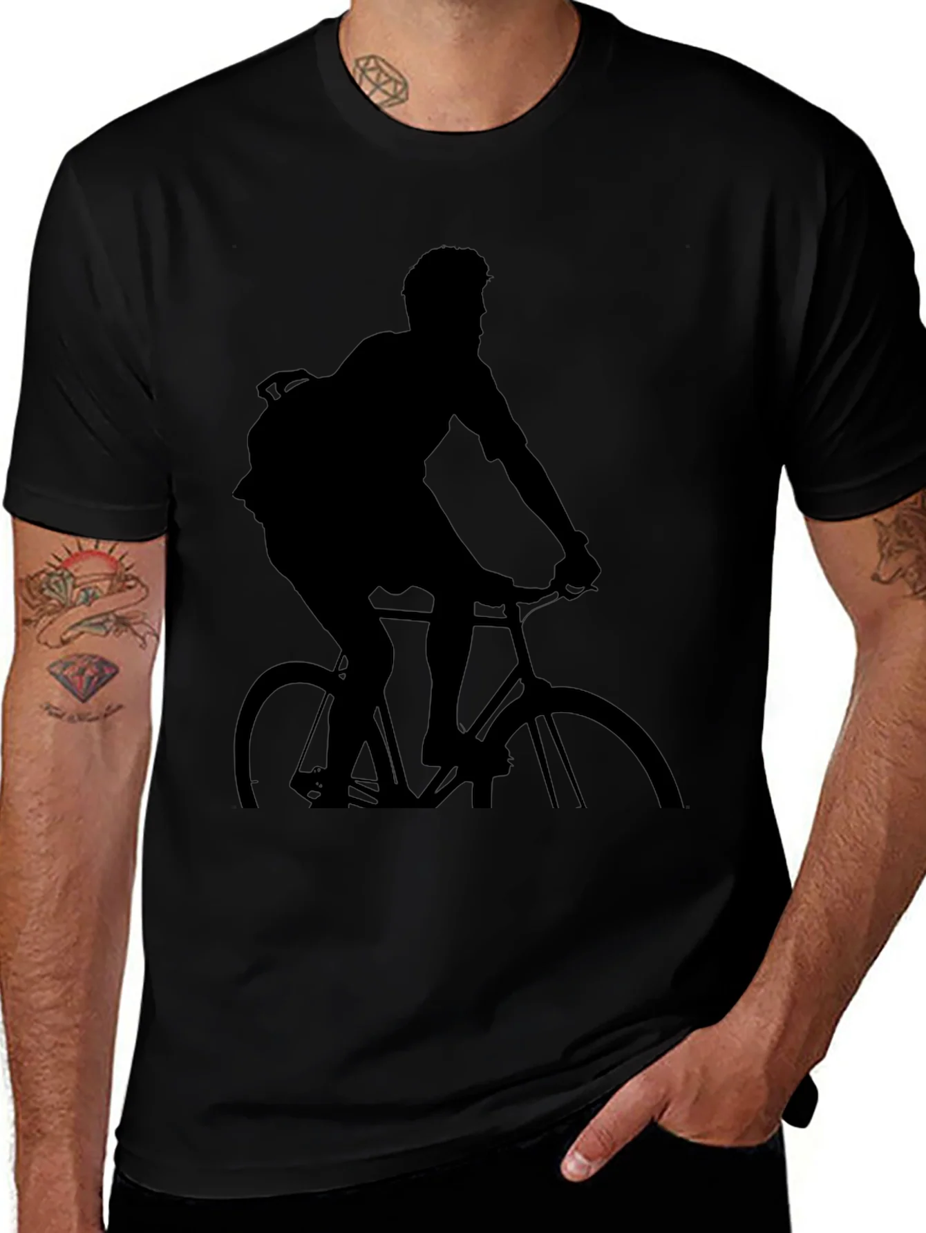 Black Biker Silhouette T-Shirt