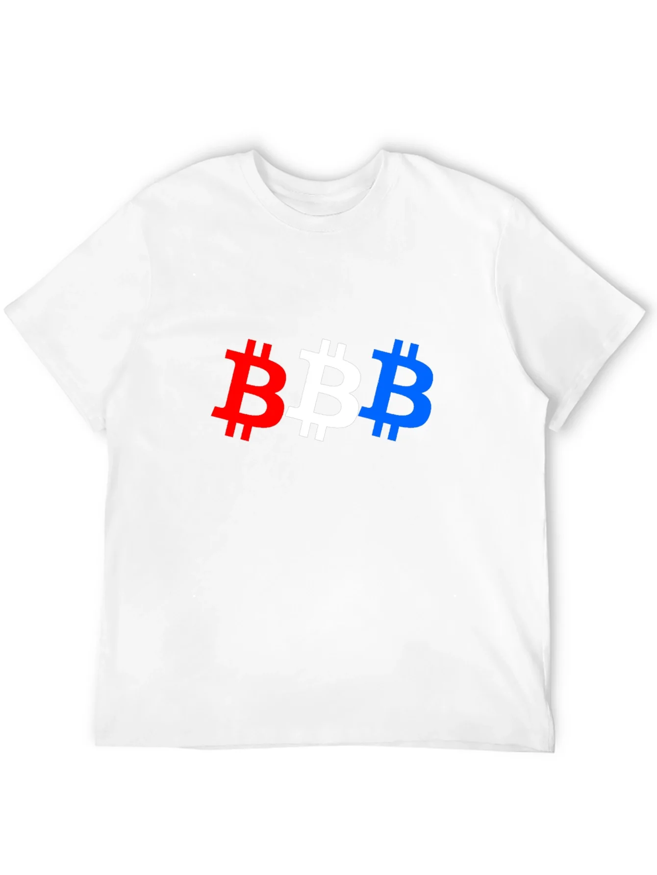 Bitcoin Pride T-Shirt - Red White & Blue BTC Symbols