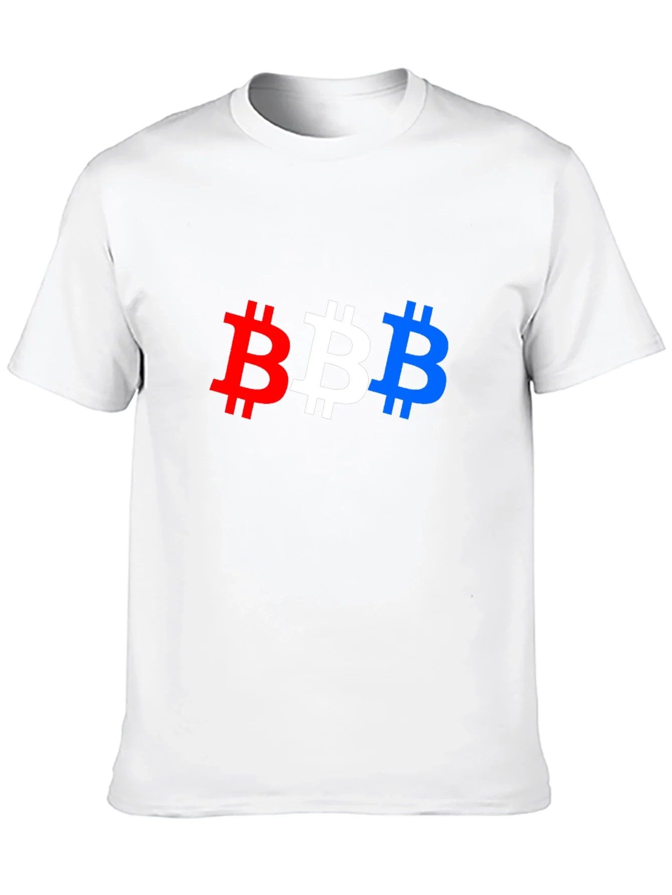 Bitcoin Pride T-Shirt - Red White & Blue BTC Symbols