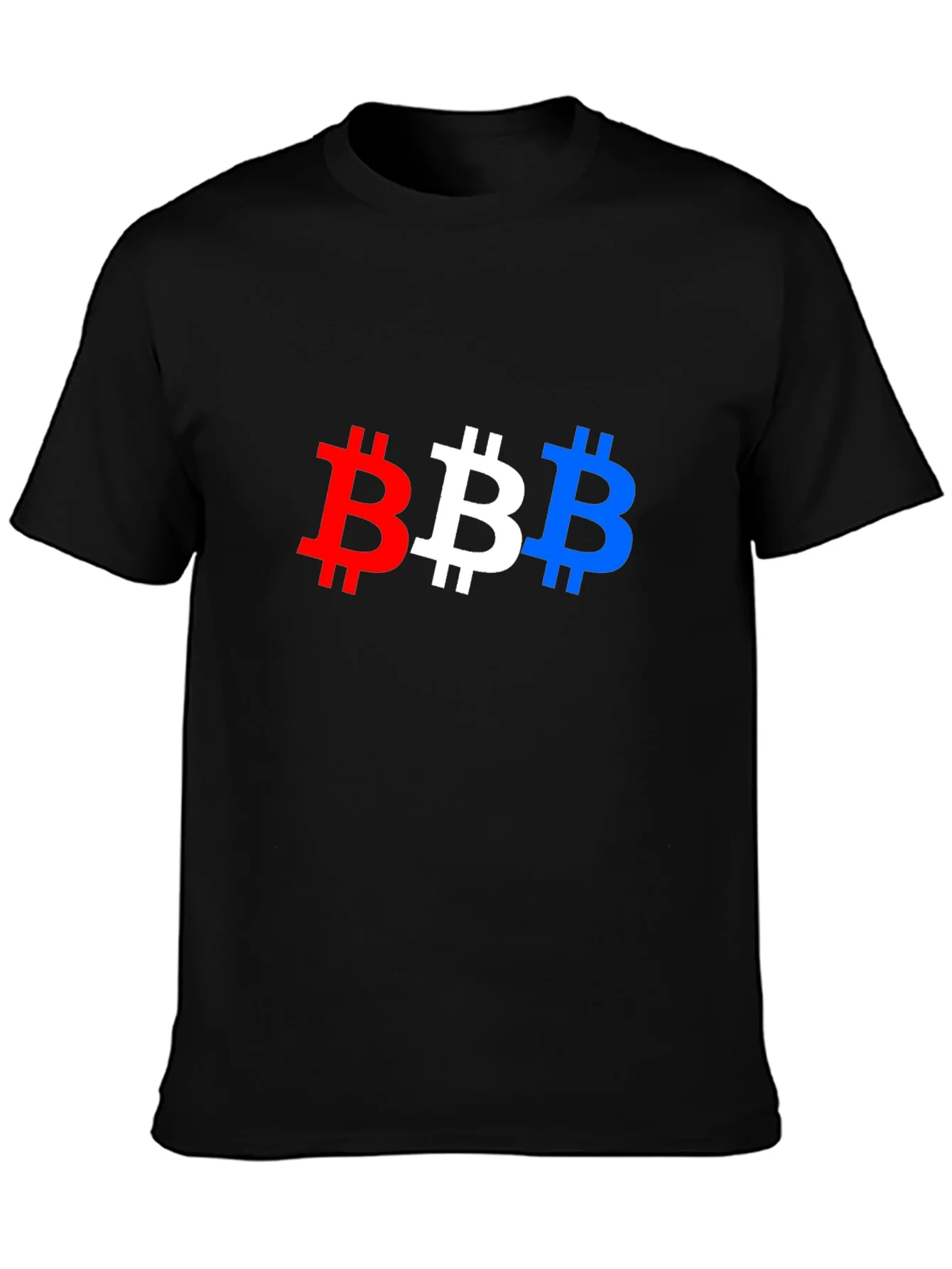 Bitcoin Pride T-Shirt - Red White & Blue BTC Symbols