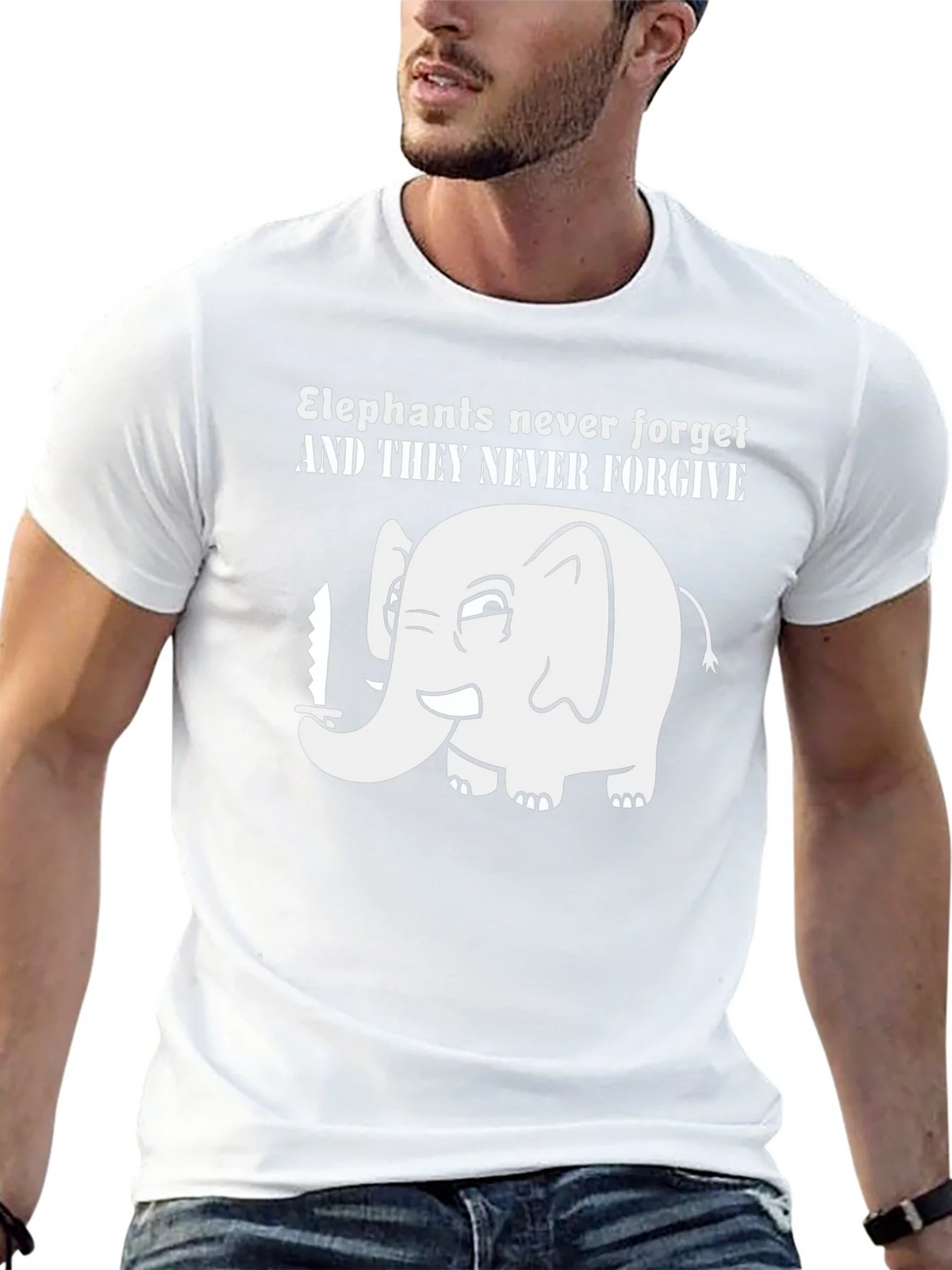Elephant Never Forgets Funny Graphic Tee