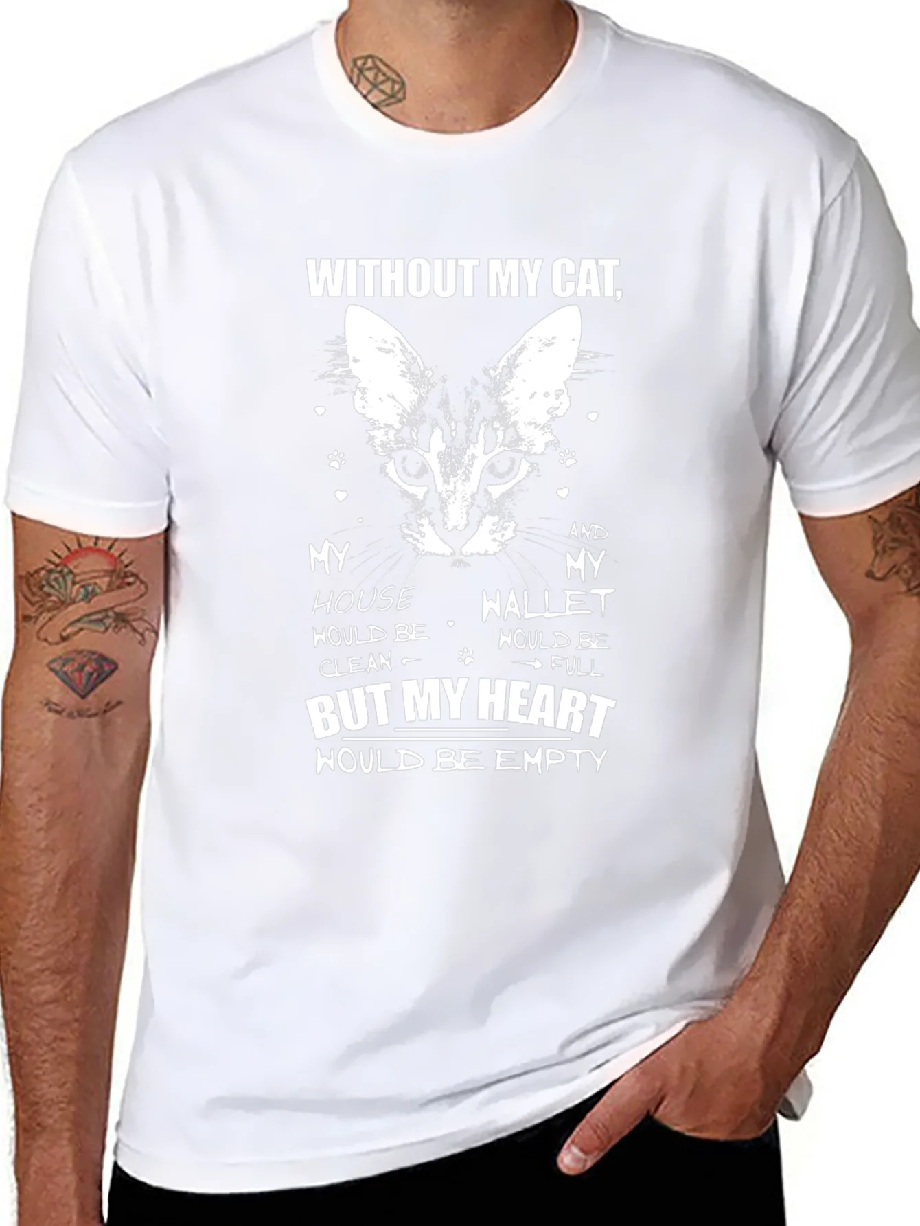 Cat Lover T-Shirt - Empty Heart Design
