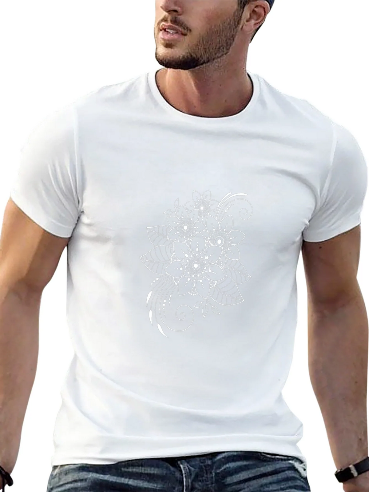 Floral Print Black T-Shirt - Stylish Casual Wear