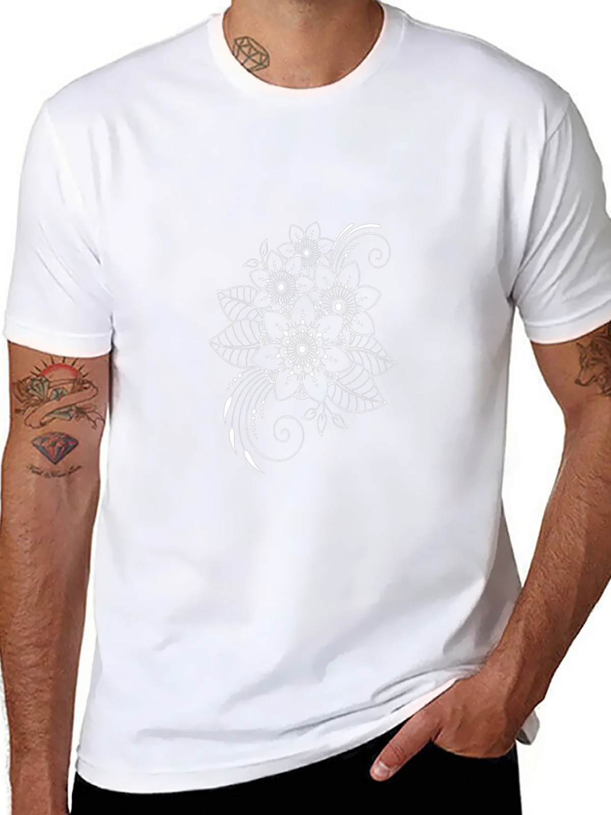 Floral Print Black T-Shirt - Stylish Casual Wear
