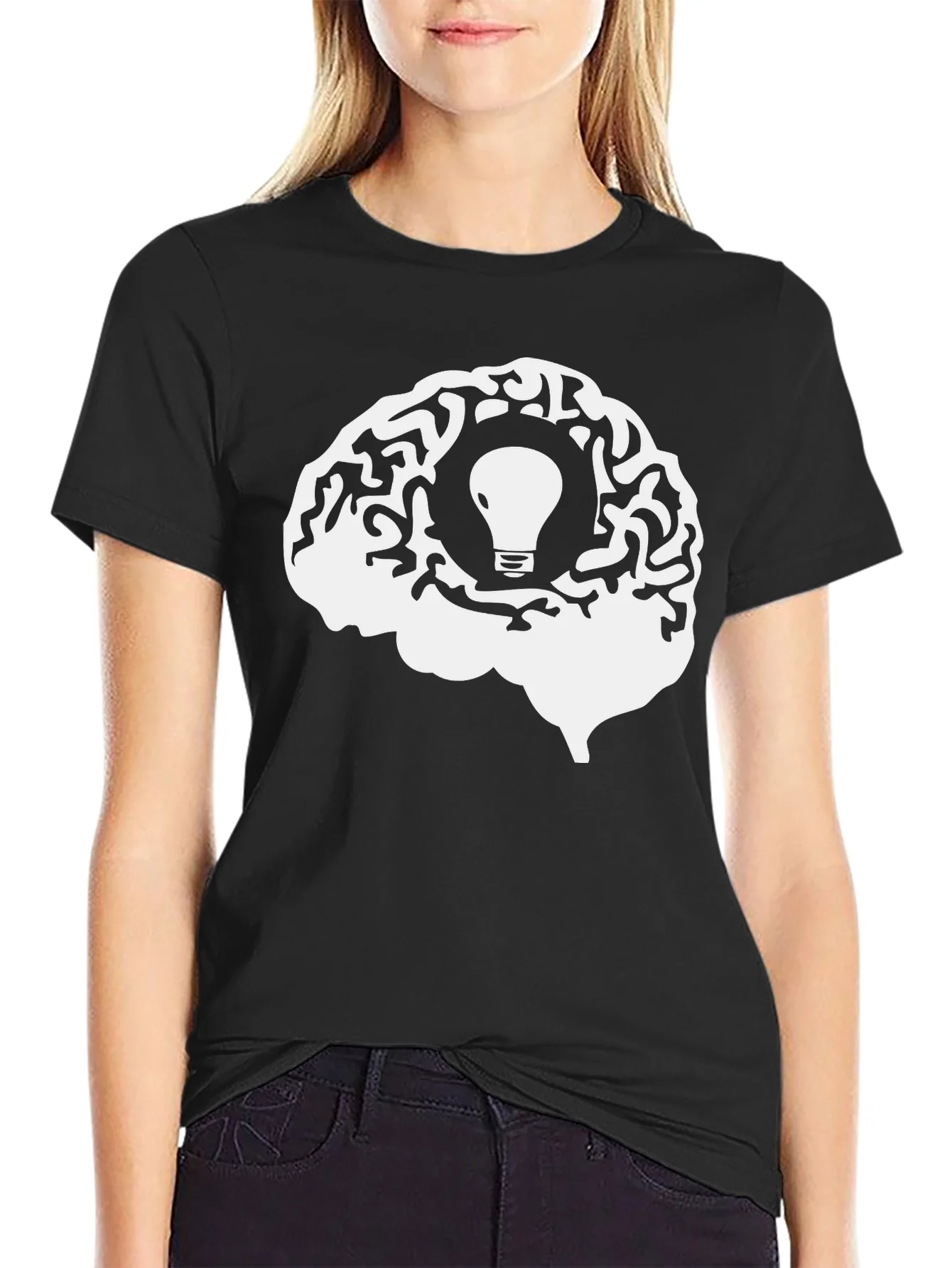 Brainstorm Tee - Lightbulb Idea in Brain Graphic T-Shirt