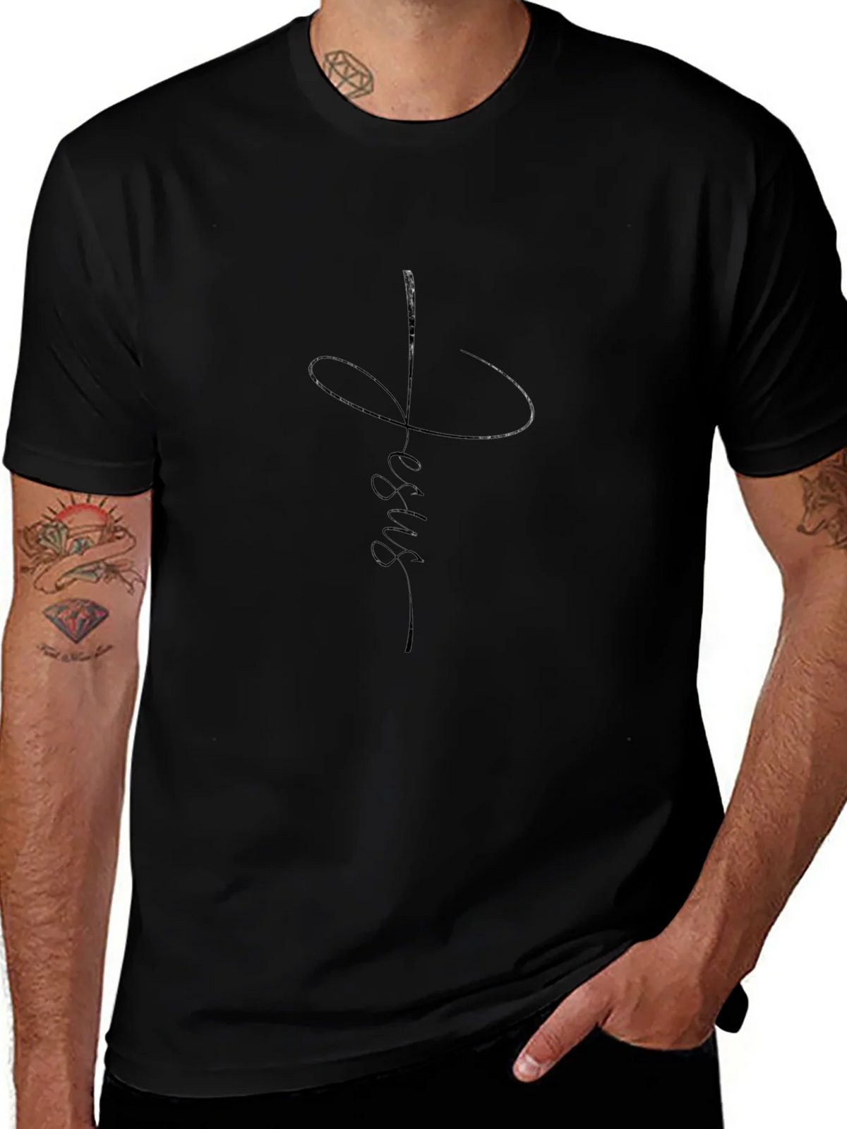 Faith Jesus Tee - Mens Black Graphic T-Shirt