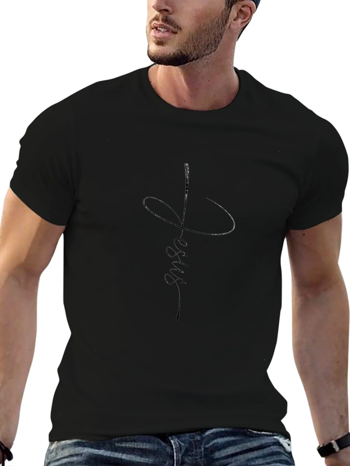 Faith Jesus Tee - Mens Black Graphic T-Shirt