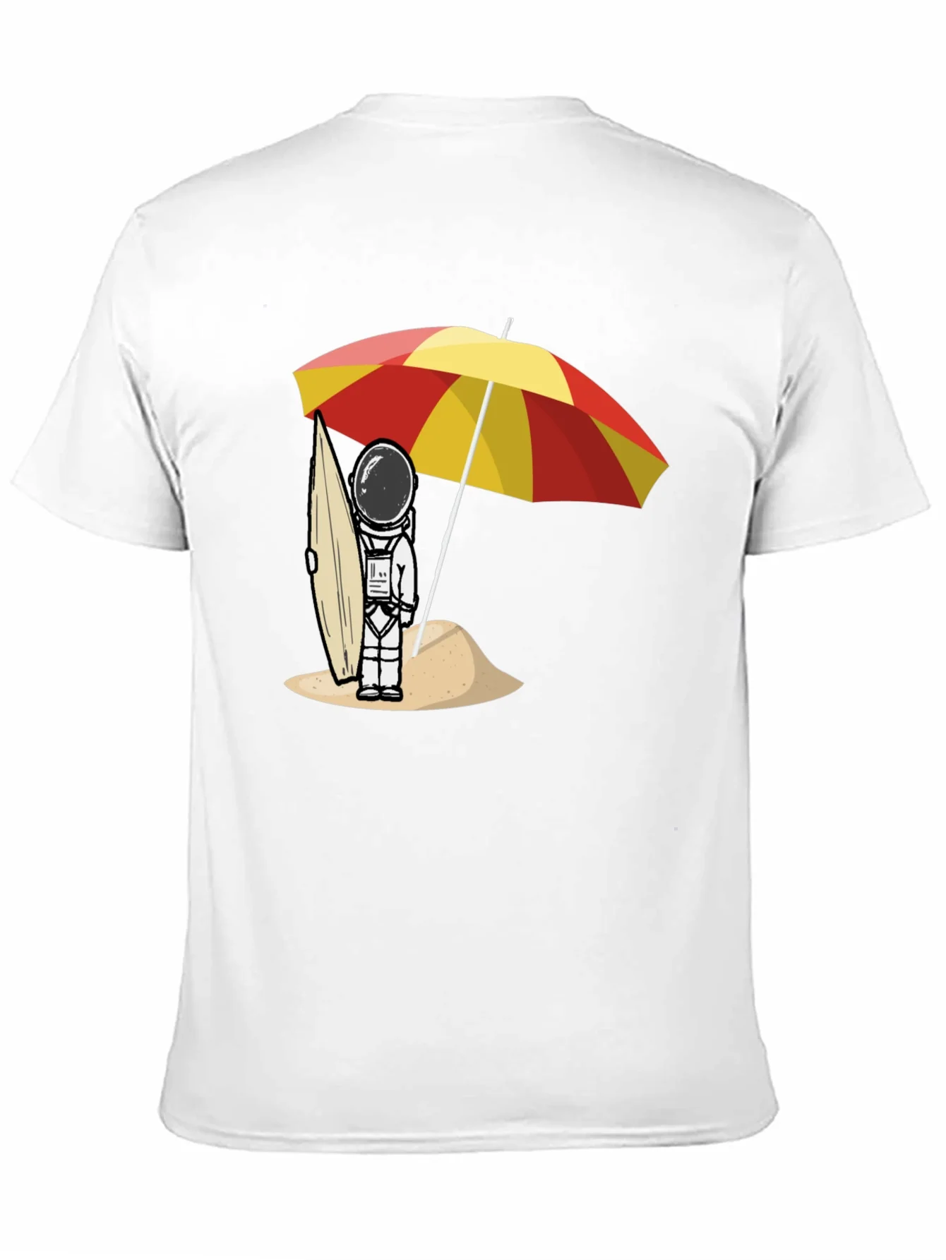 Astronaut Beach T-Shirt - Relaxed Fit Black Cotton Tee