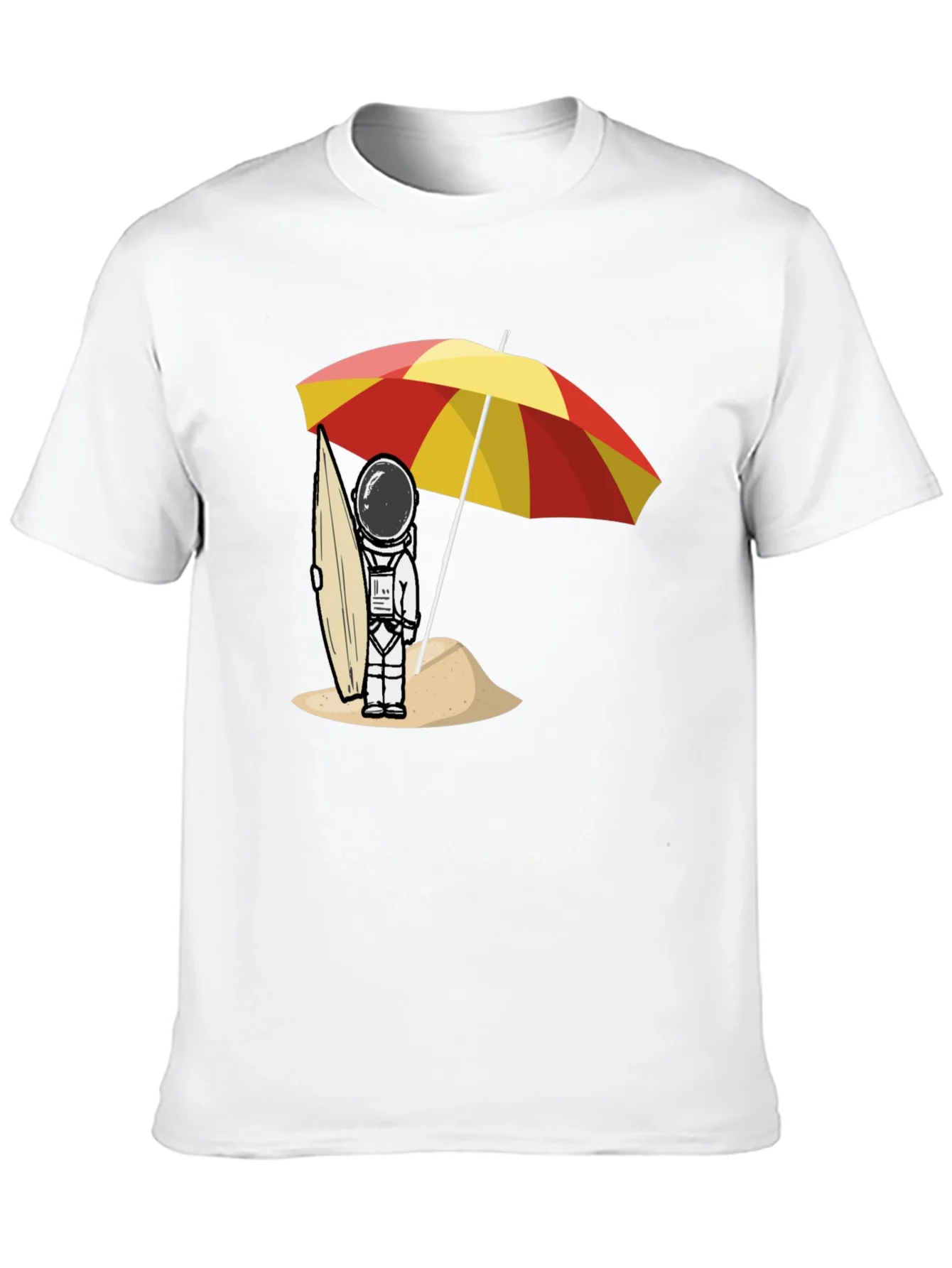 Astronaut Beach T-Shirt - Relaxed Fit Black Cotton Tee