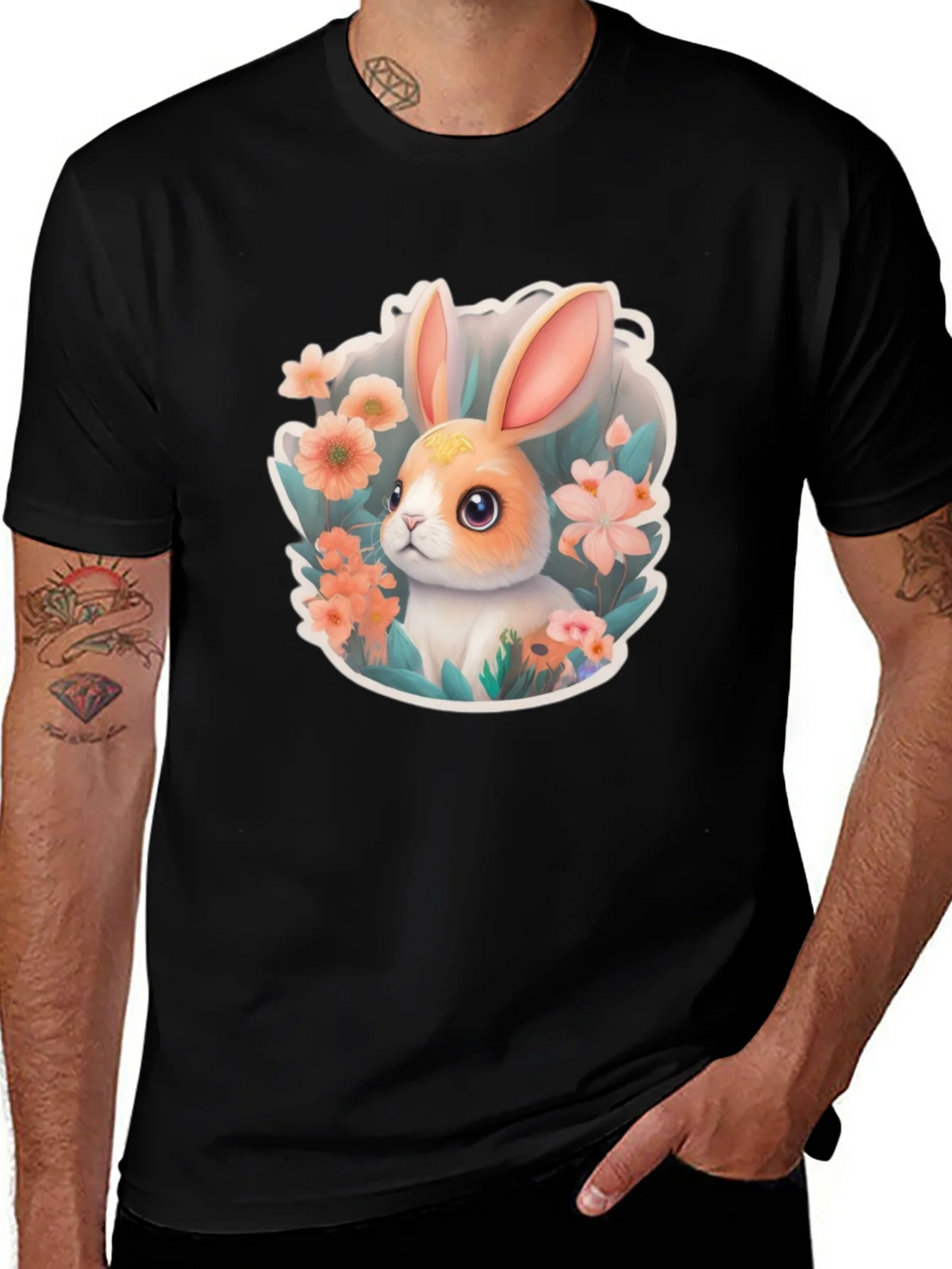 Cute Easter Bunny Floral T-Shirt