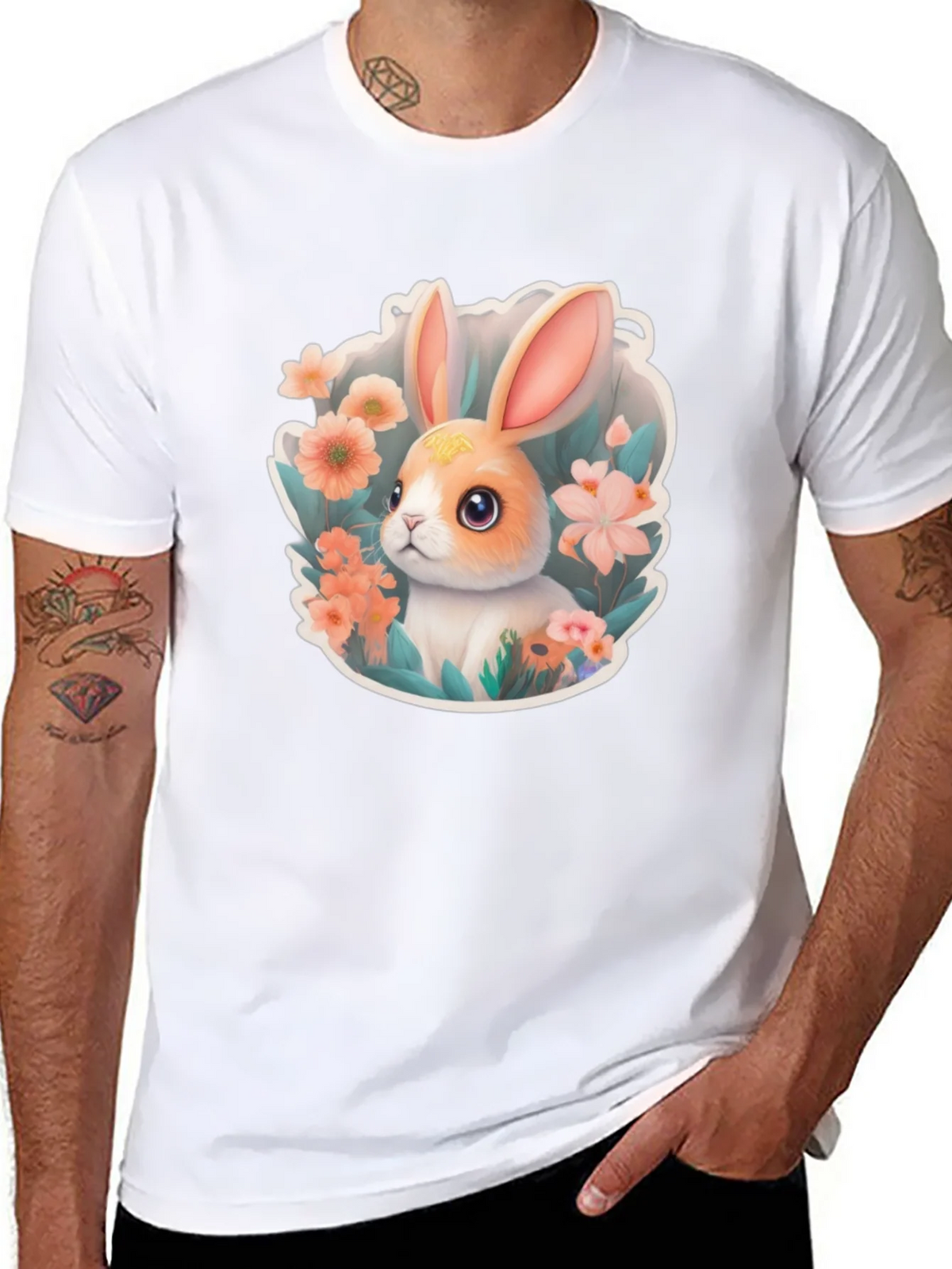 Cute Easter Bunny Floral T-Shirt