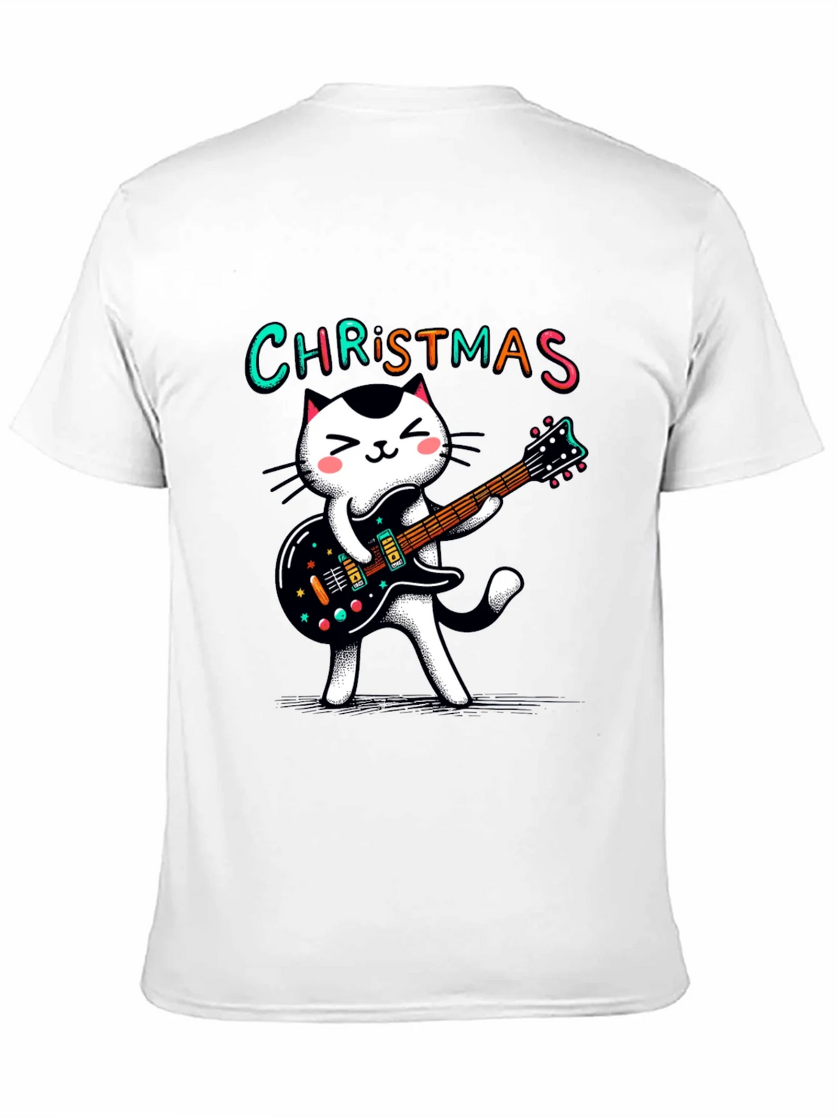 Christmas Cat Guitar T-Shirt - Holiday Style