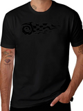 Black Tee with Racing Flag Graphic