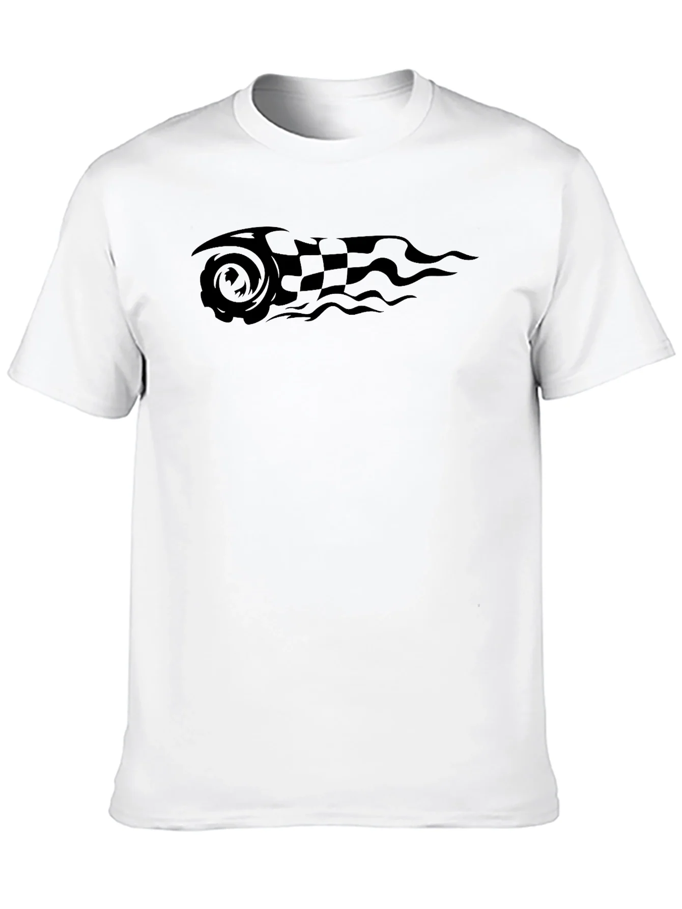 Black Tee with Racing Flag Graphic