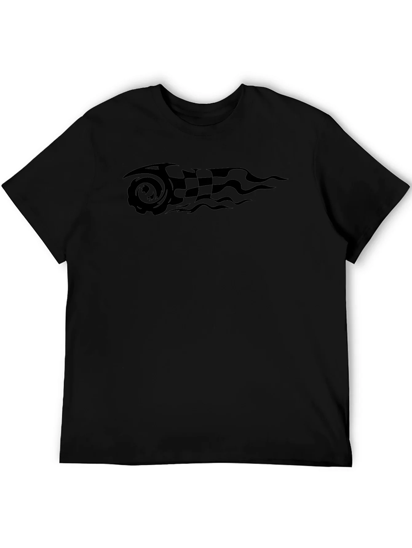 Black Tee with Racing Flag Graphic