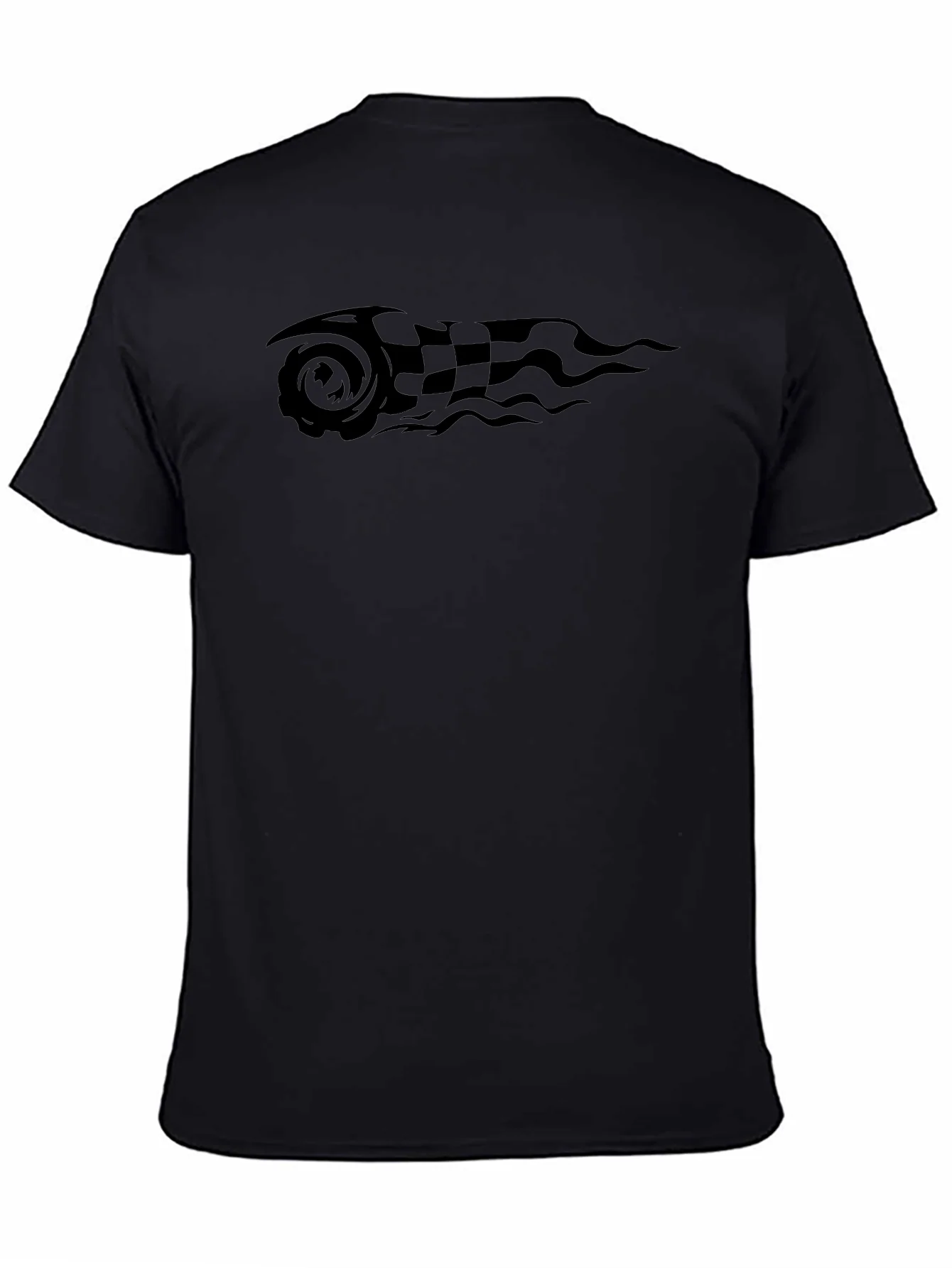 Black Tee with Racing Flag Graphic