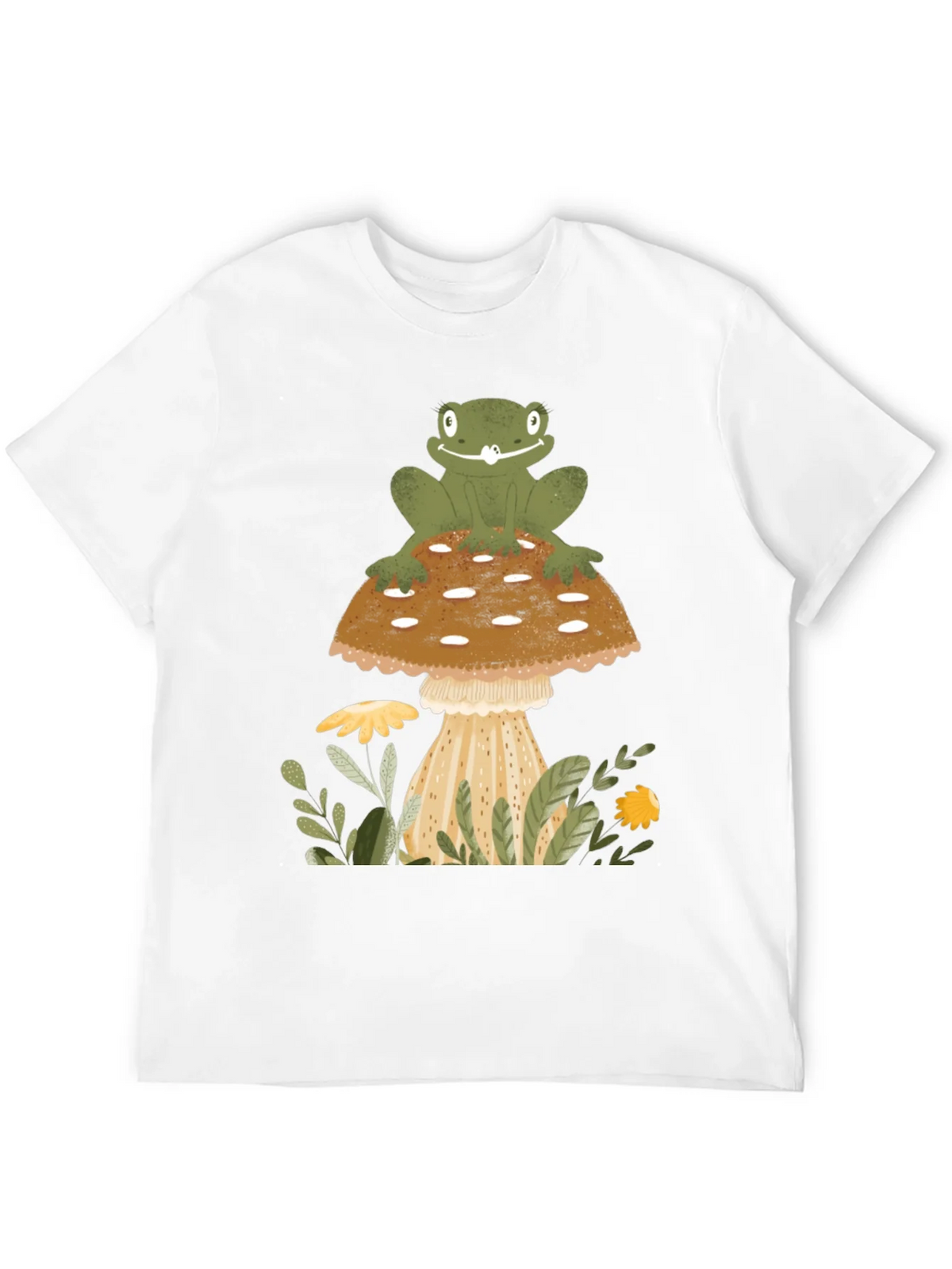 Frog on Mushroom Graphic Tee - Nature Lover Shirt