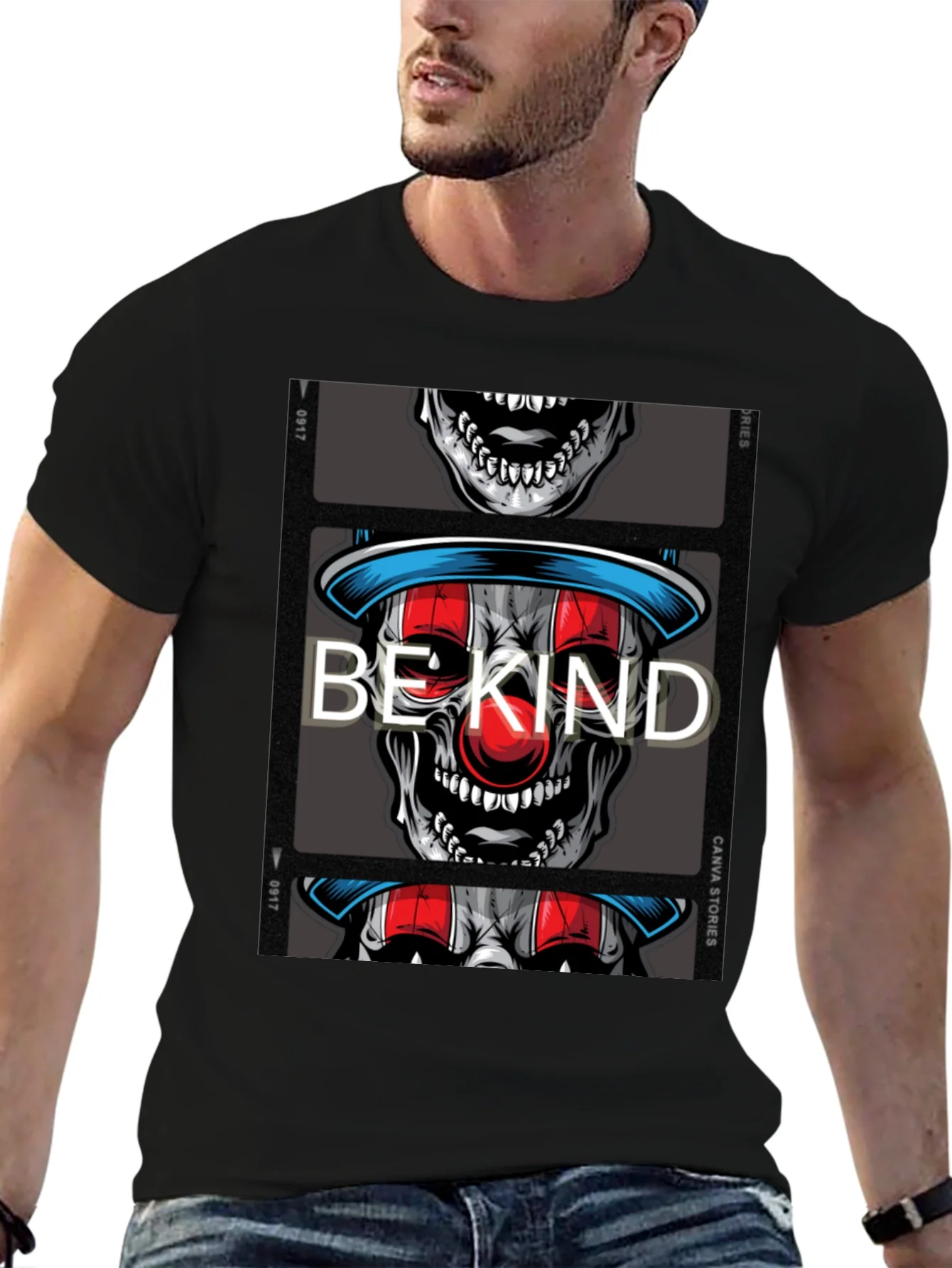 Be Kind Clown Skull Graphic T-Shirt