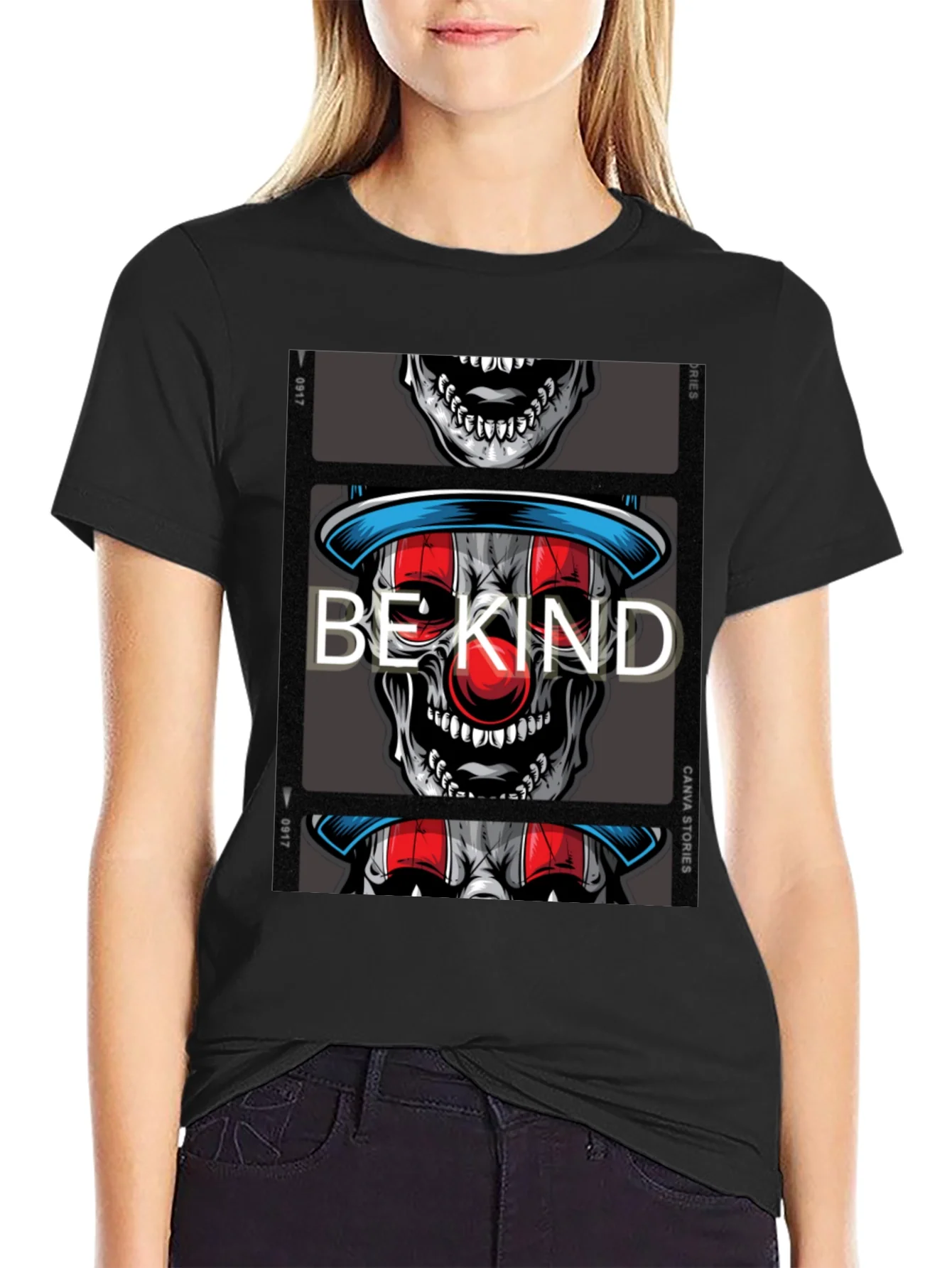 Be Kind Clown Skull Graphic T-Shirt