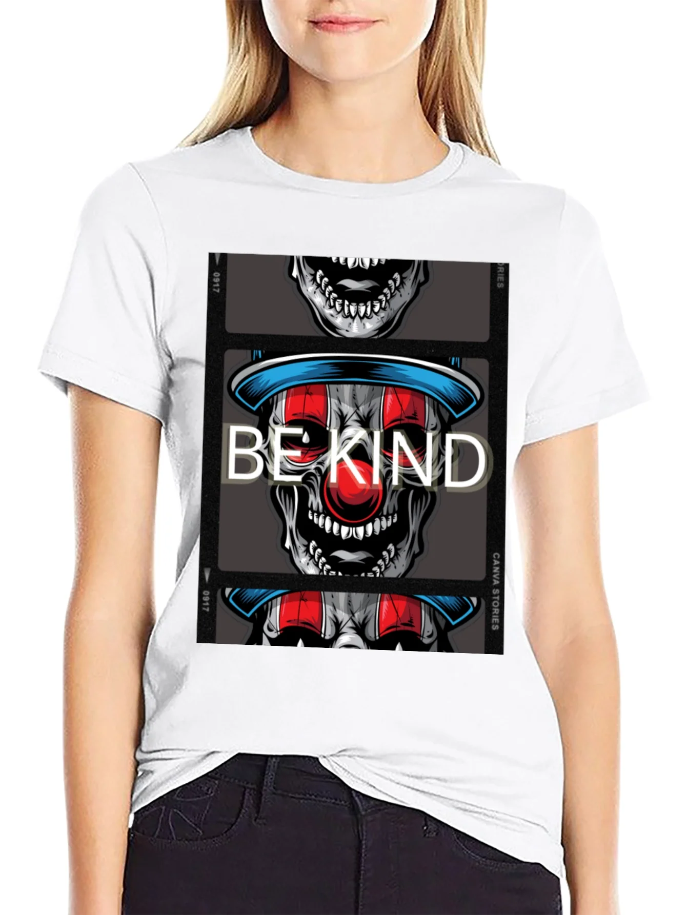 Be Kind Clown Skull Graphic T-Shirt