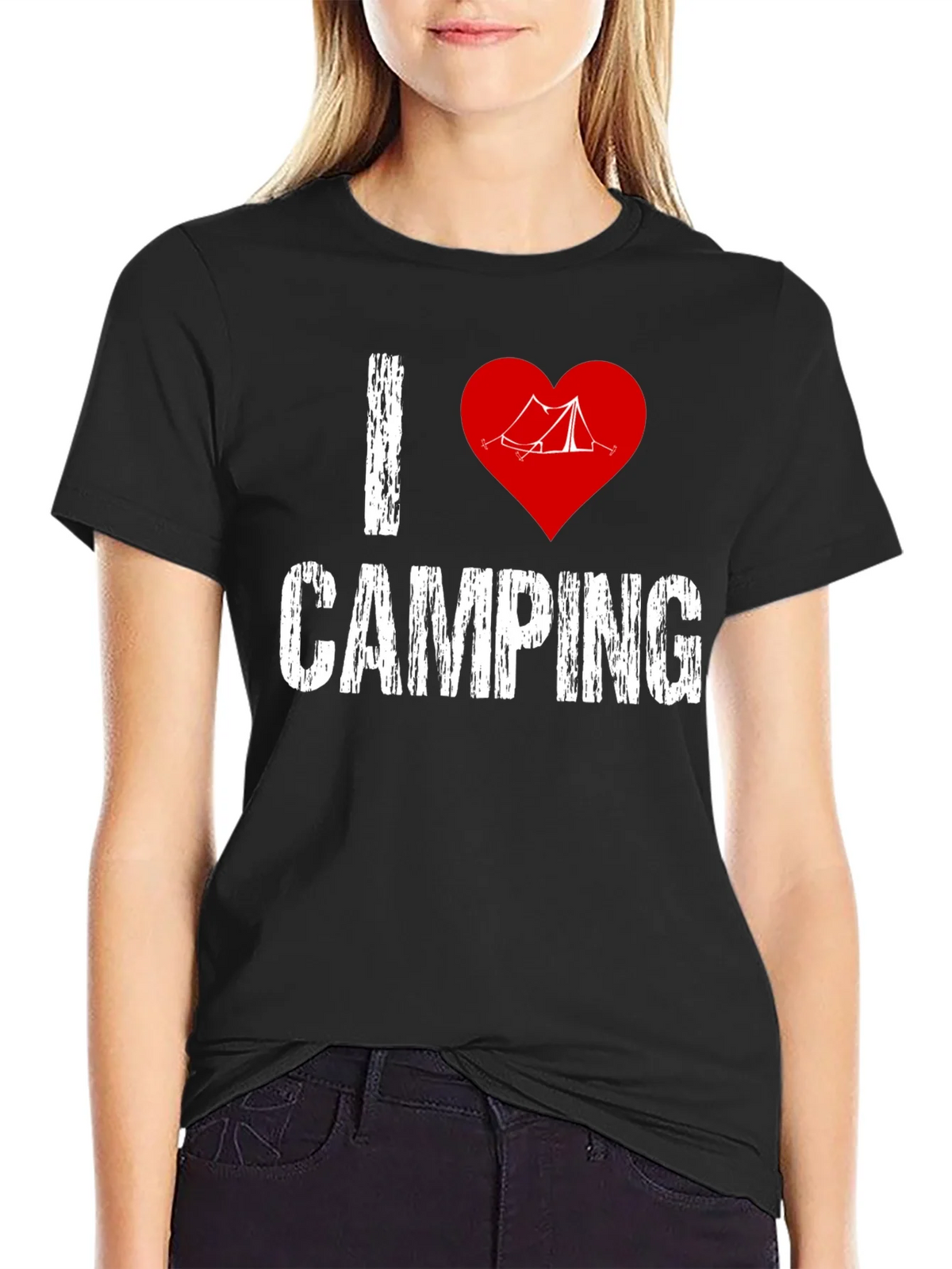 I Heart Camping Graphic T-Shirt - Black
