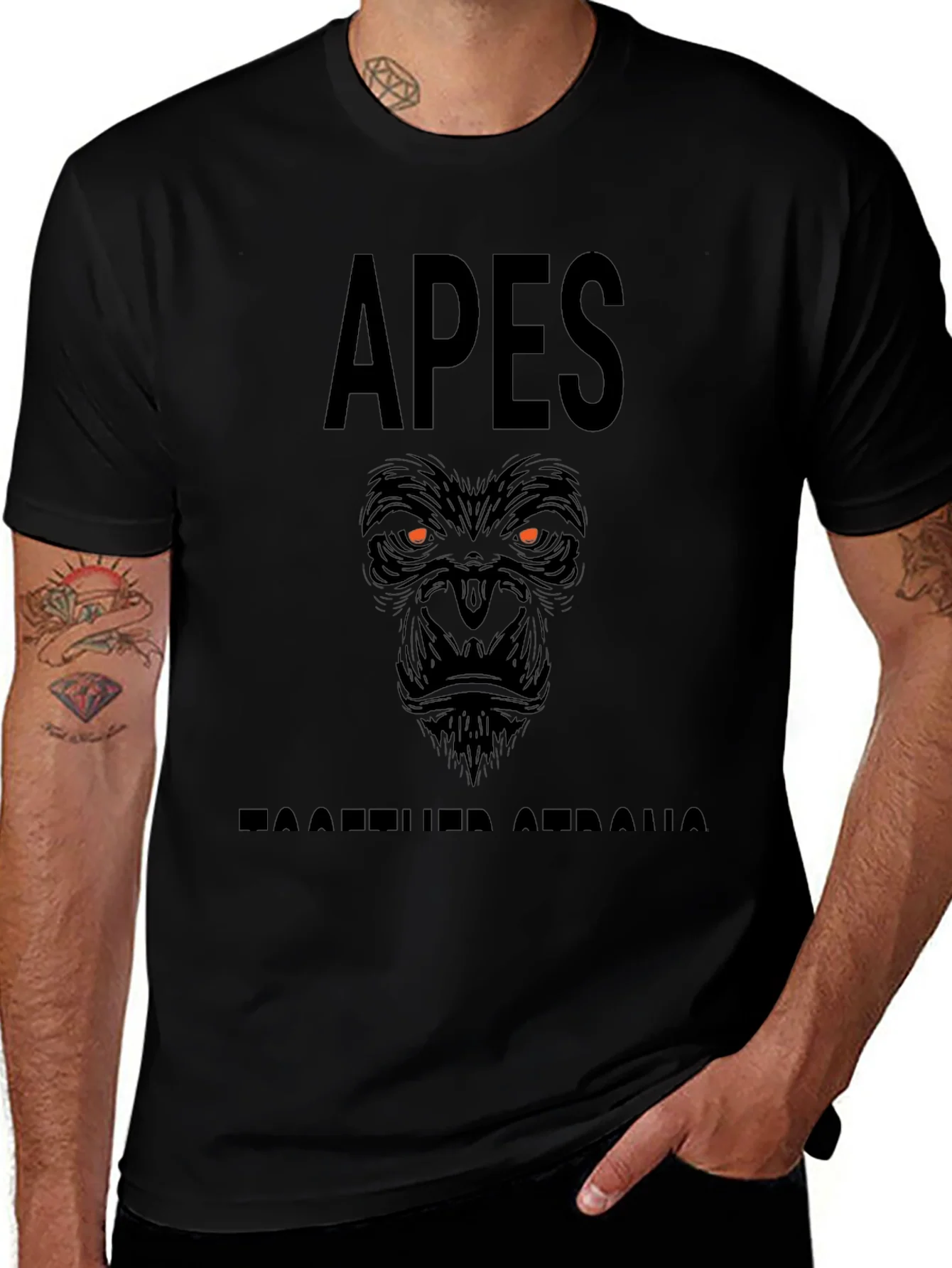 Apes Together Strong Graphic Tee - Black Crew Neck