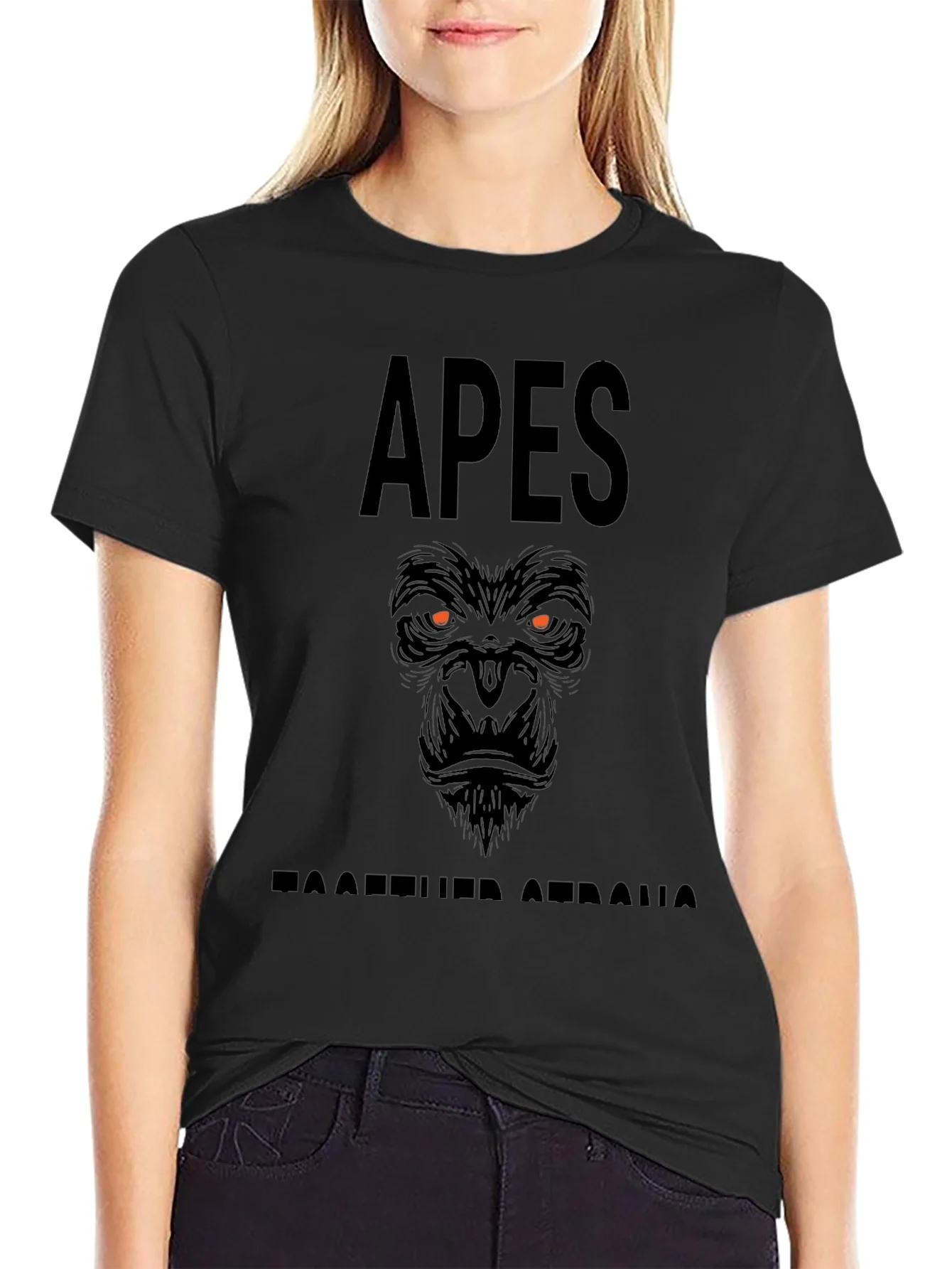 Apes Together Strong Graphic Tee - Black Crew Neck