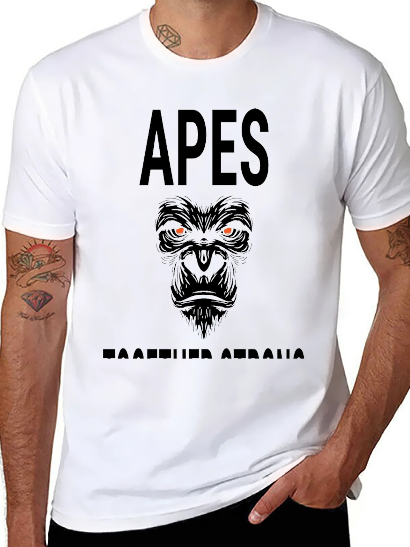 Apes Together Strong Graphic Tee - Black Crew Neck
