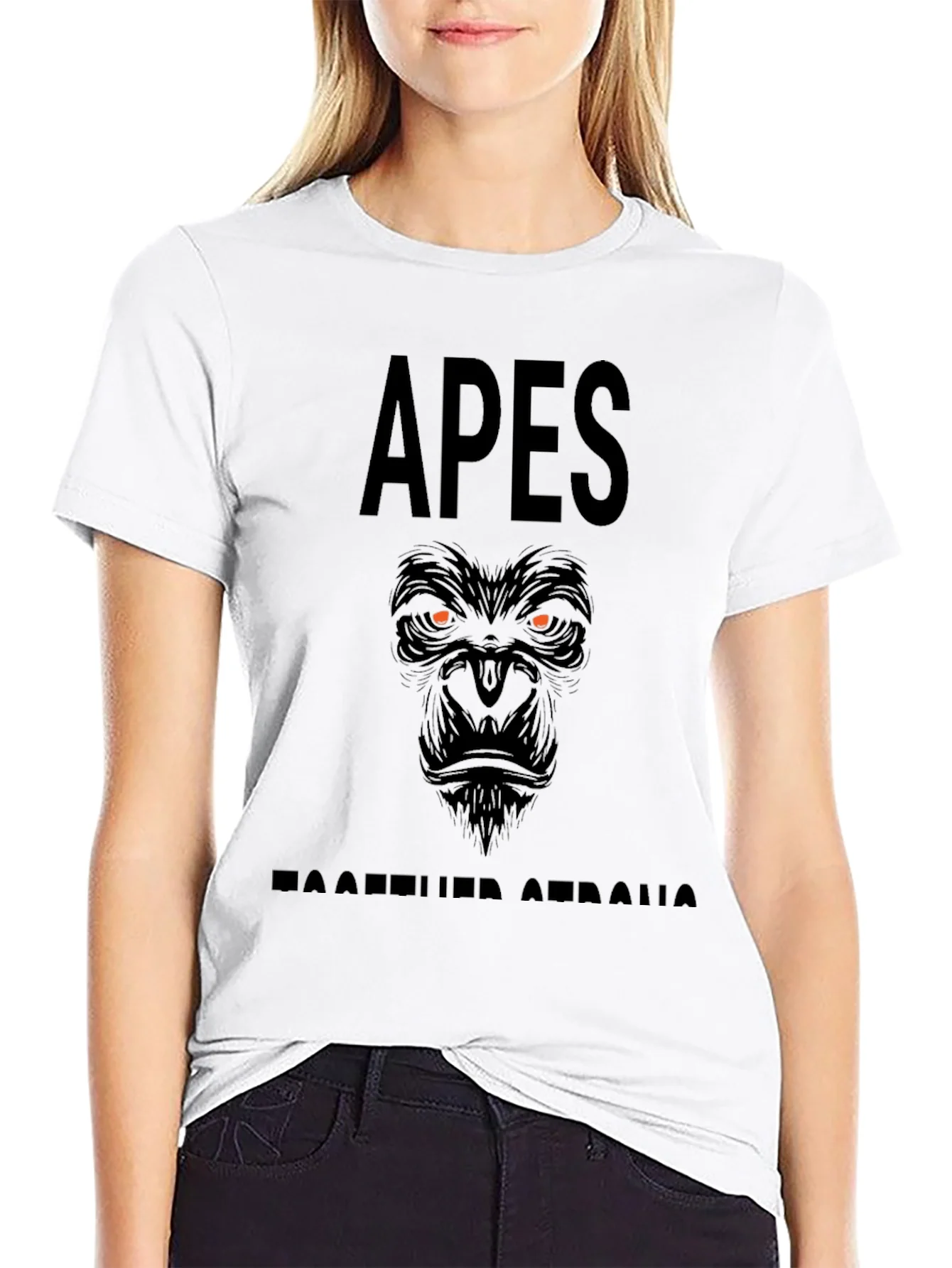 Apes Together Strong Graphic Tee - Black Crew Neck