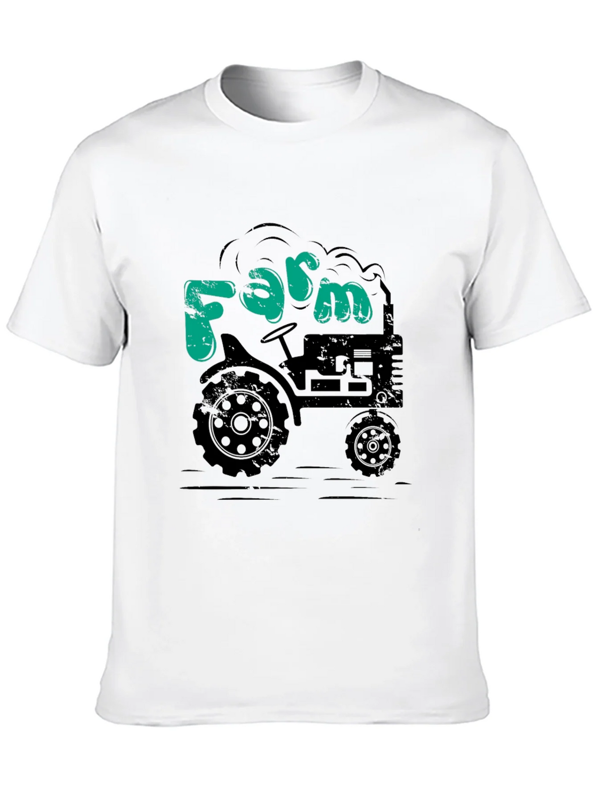 Farm Tractor Graphic Tee - Black Cotton T-Shirt