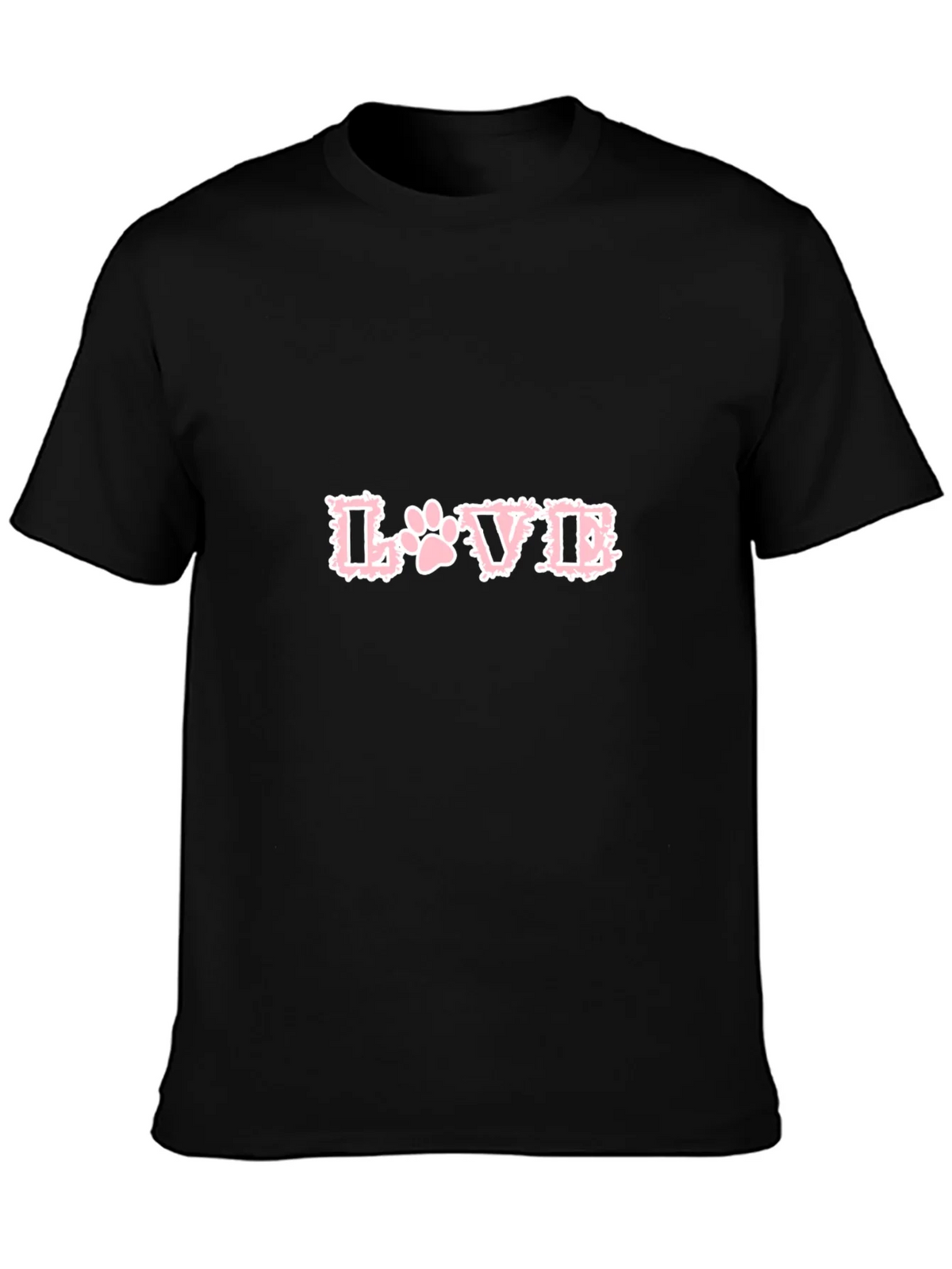 Love Paw Print T-Shirt - Black Crew Neck Tee