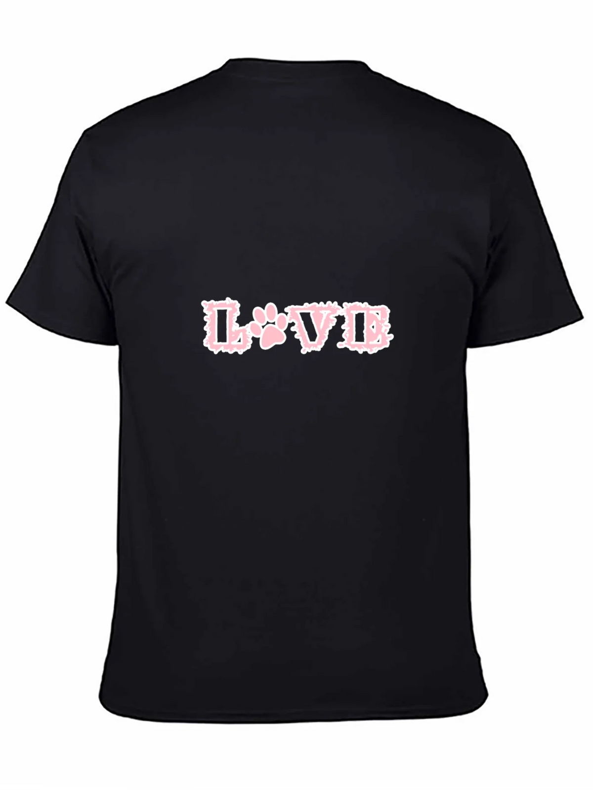 Love Paw Print T-Shirt - Black Crew Neck Tee